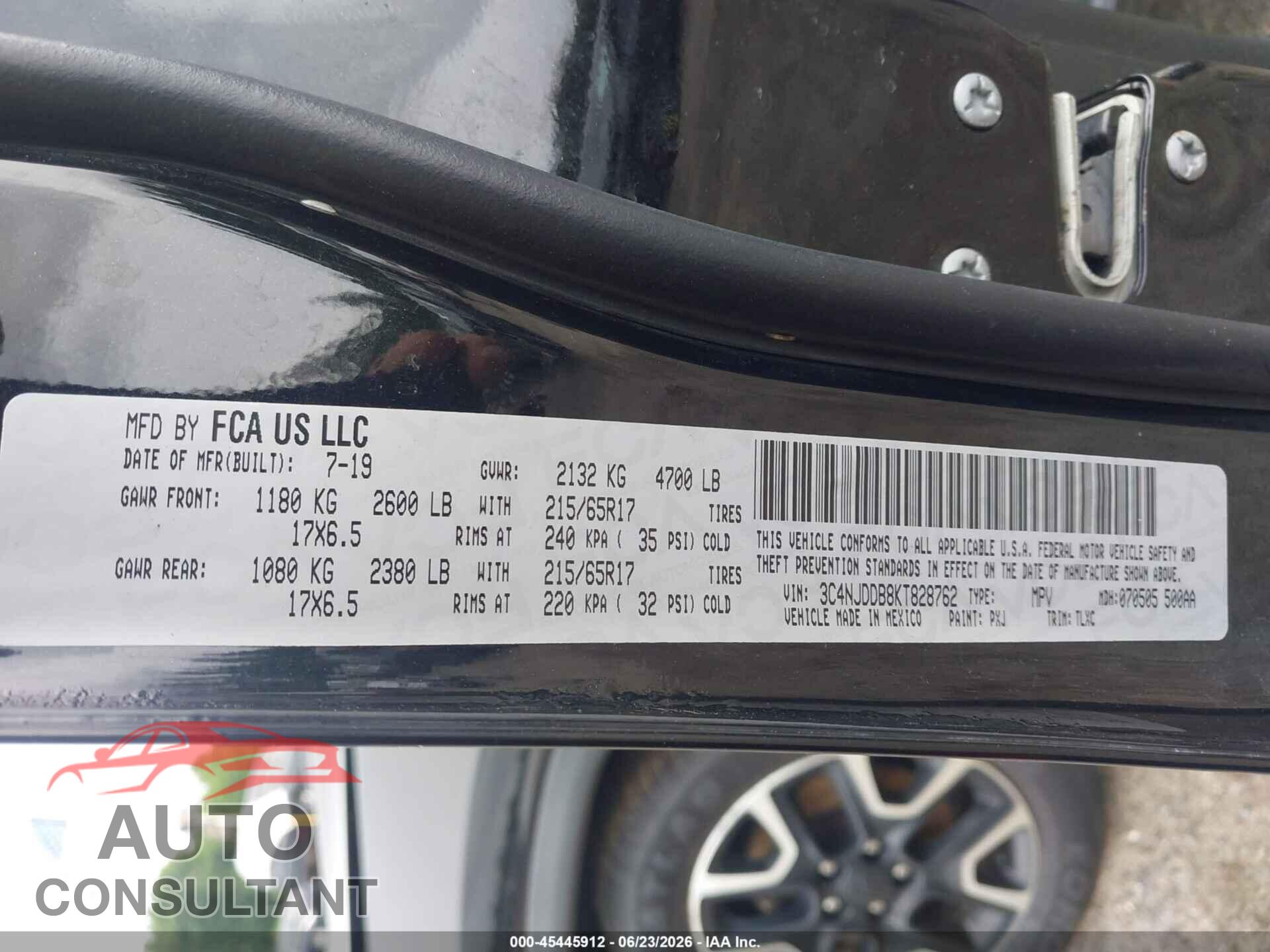 JEEP COMPASS 2019 - 3C4NJDDB8KT828762
