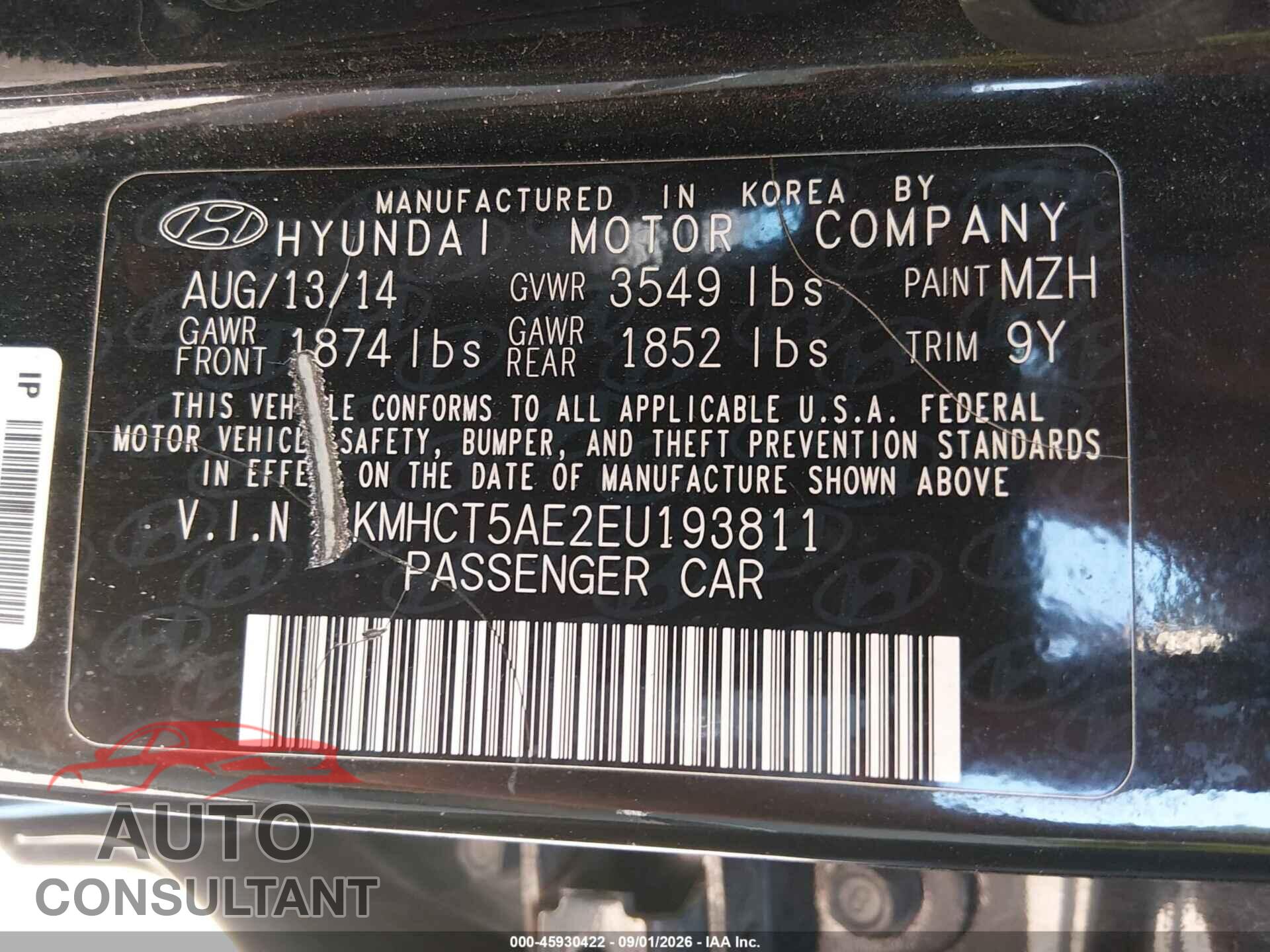 HYUNDAI ACCENT 2014 - KMHCT5AE2EU193811