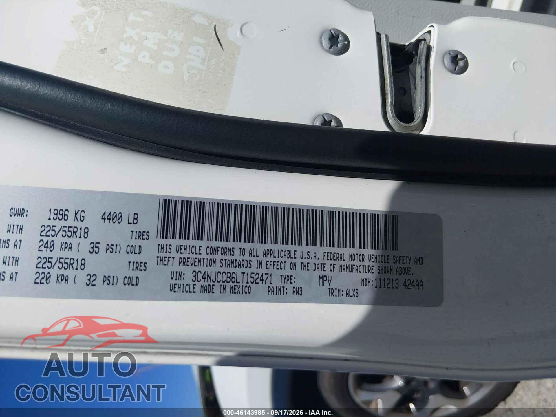 JEEP COMPASS 2020 - 3C4NJCCB6LT152471