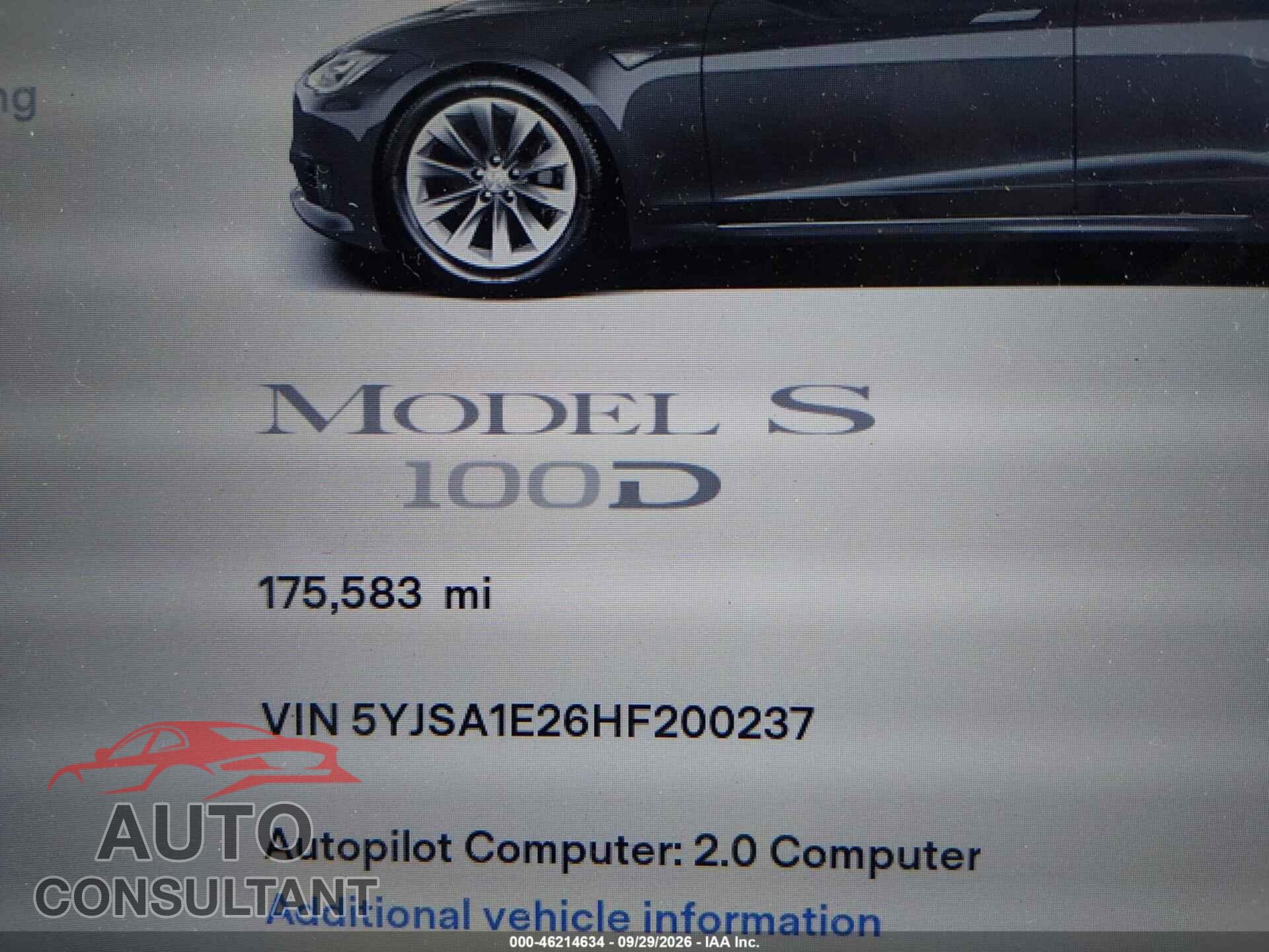 TESLA MODEL S 2017 - 5YJSA1E26HF200237