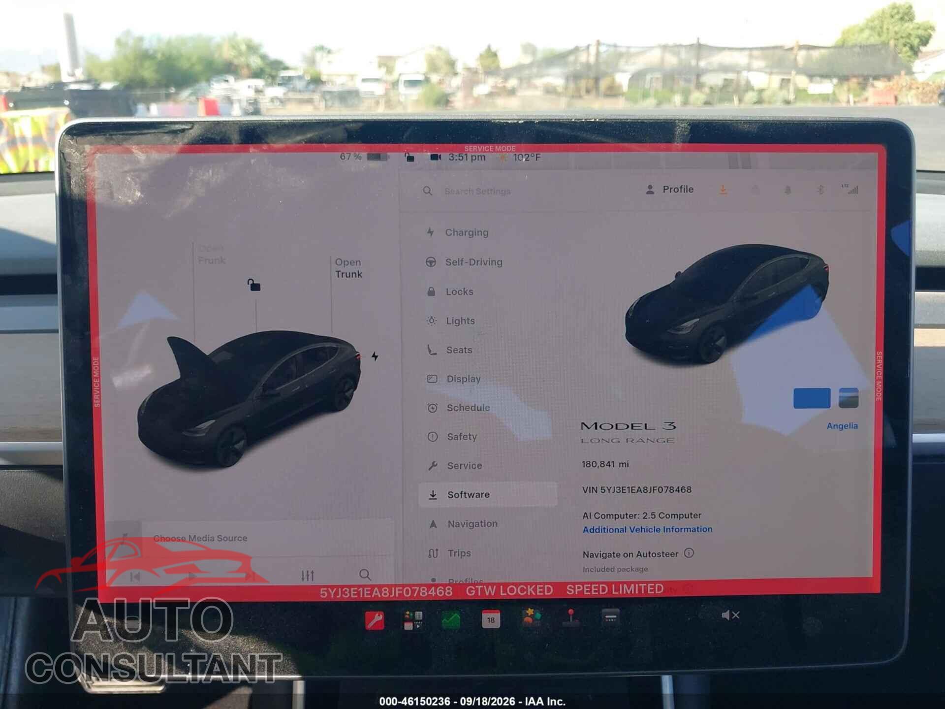 TESLA MODEL 3 2018 - 5YJ3E1EA8JF078468