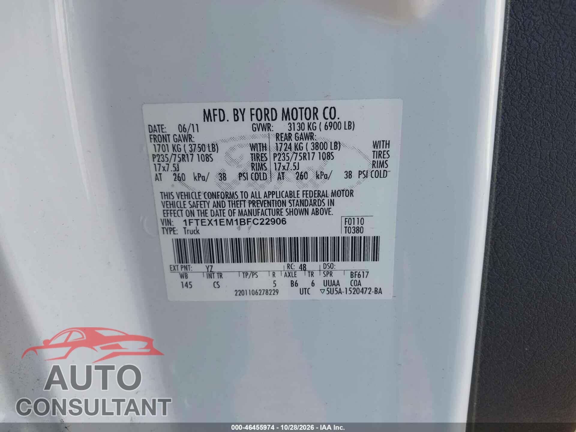 FORD F-150 2011 - 1FTEX1EM1BFC22906