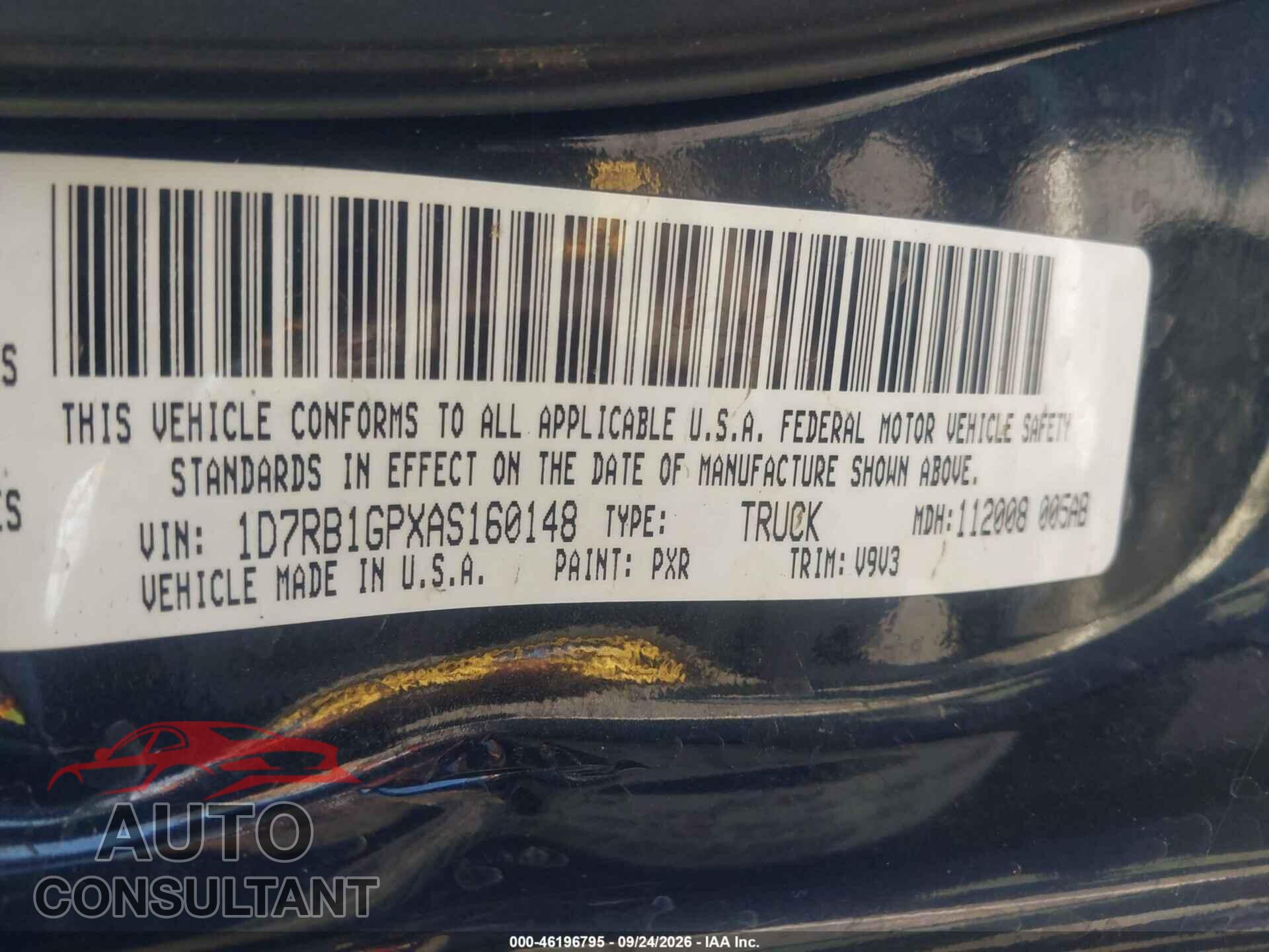 DODGE RAM 1500 2010 - 1D7RB1GPXAS160148
