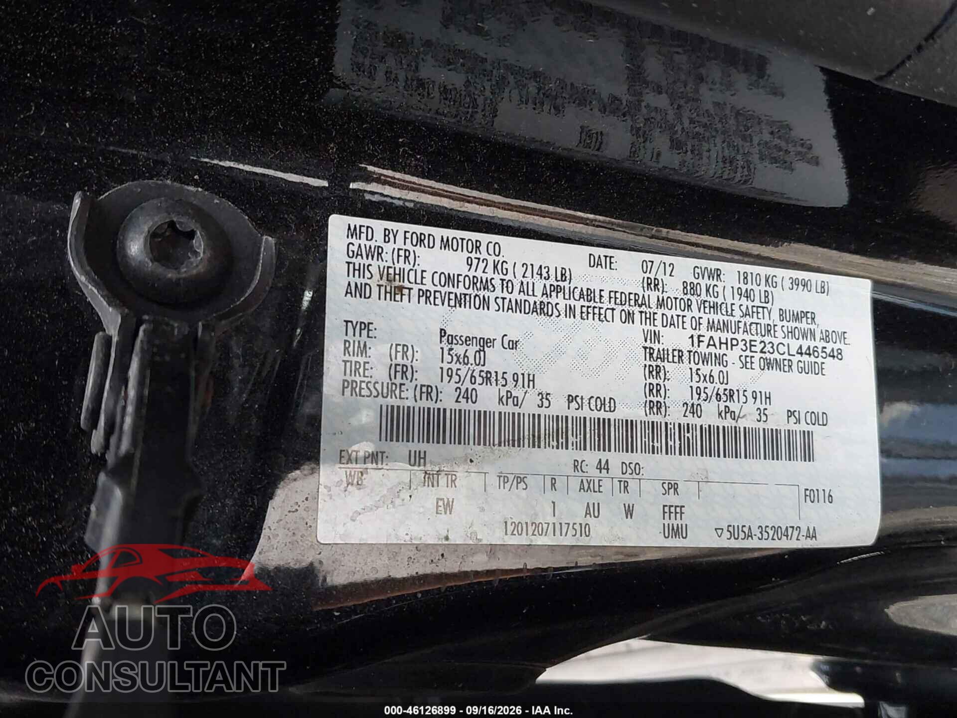 FORD FOCUS 2012 - 1FAHP3E23CL446548