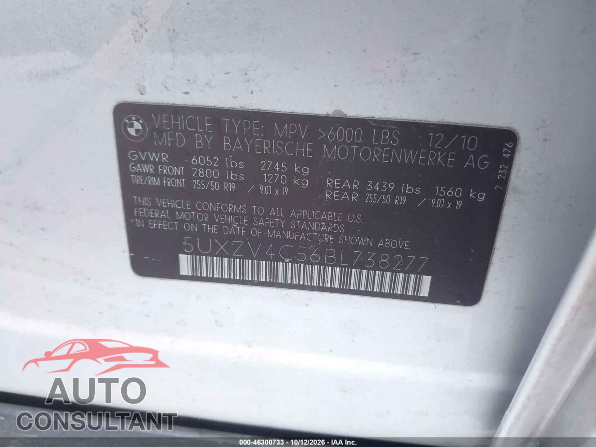 BMW X5 2011 - 5UXZV4C56BL738277