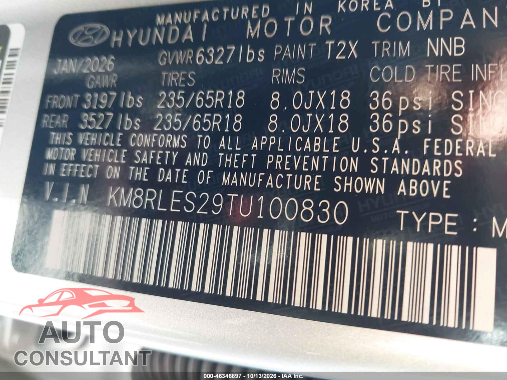 HYUNDAI PALISADE 2026 - KM8RLES29TU100830
