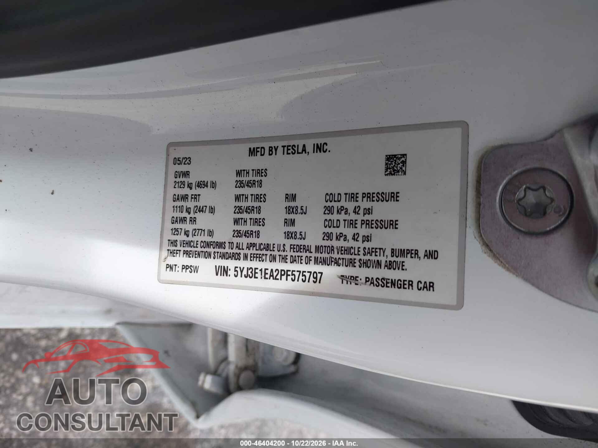TESLA MODEL 3 2023 - 5YJ3E1EA2PF575797