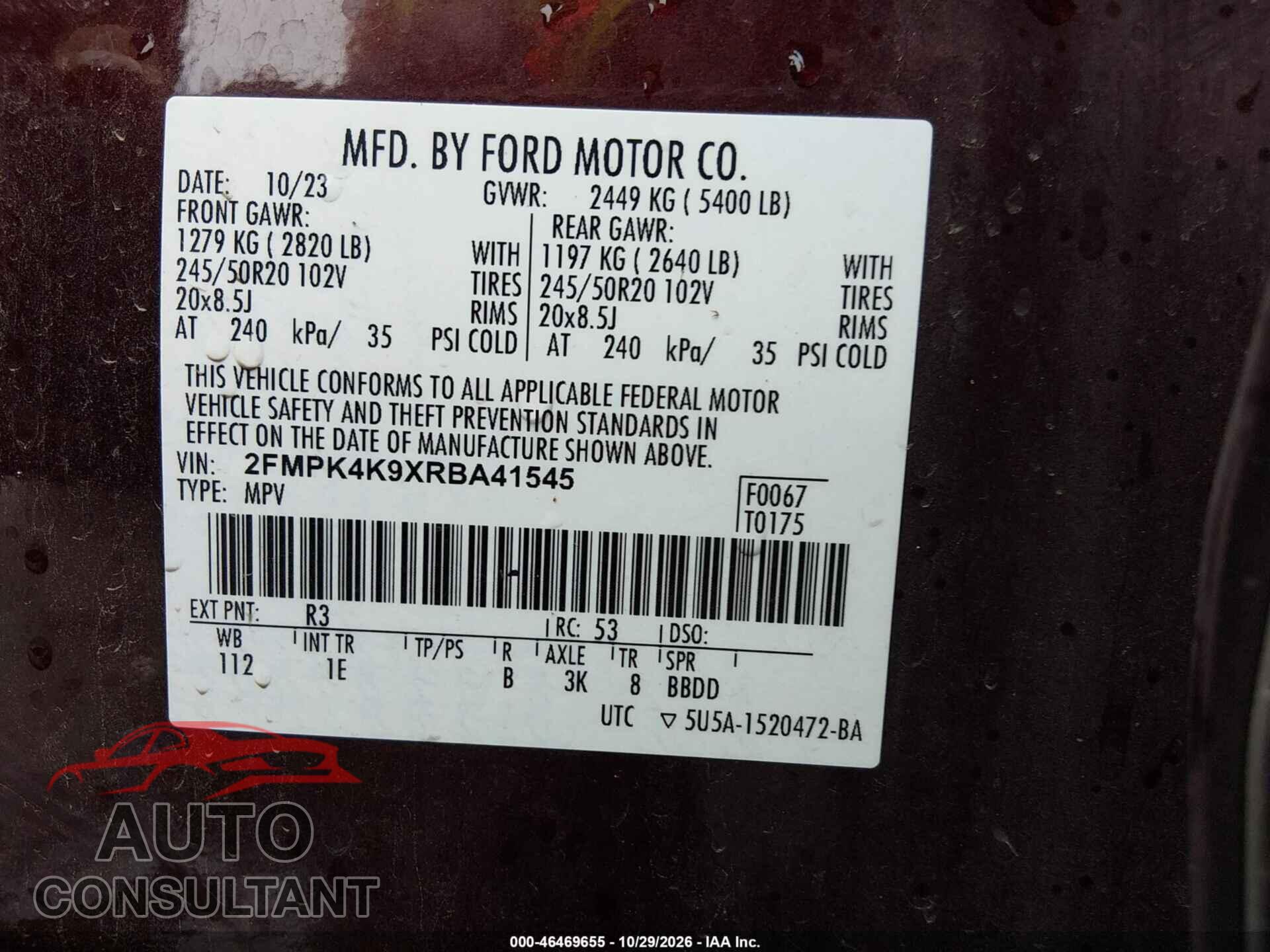 FORD EDGE 2024 - 2FMPK4K9XRBA41545