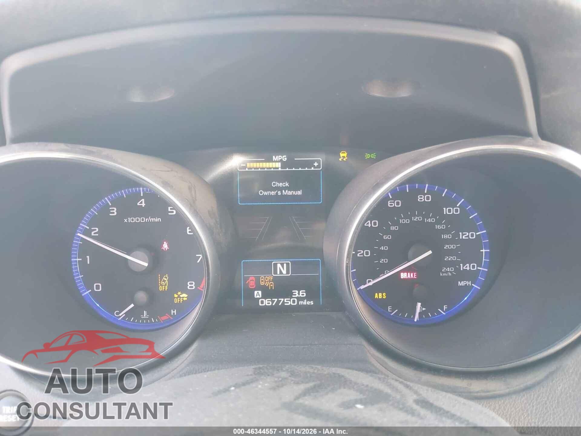 SUBARU OUTBACK 2017 - 4S4BSAFCXH3375071