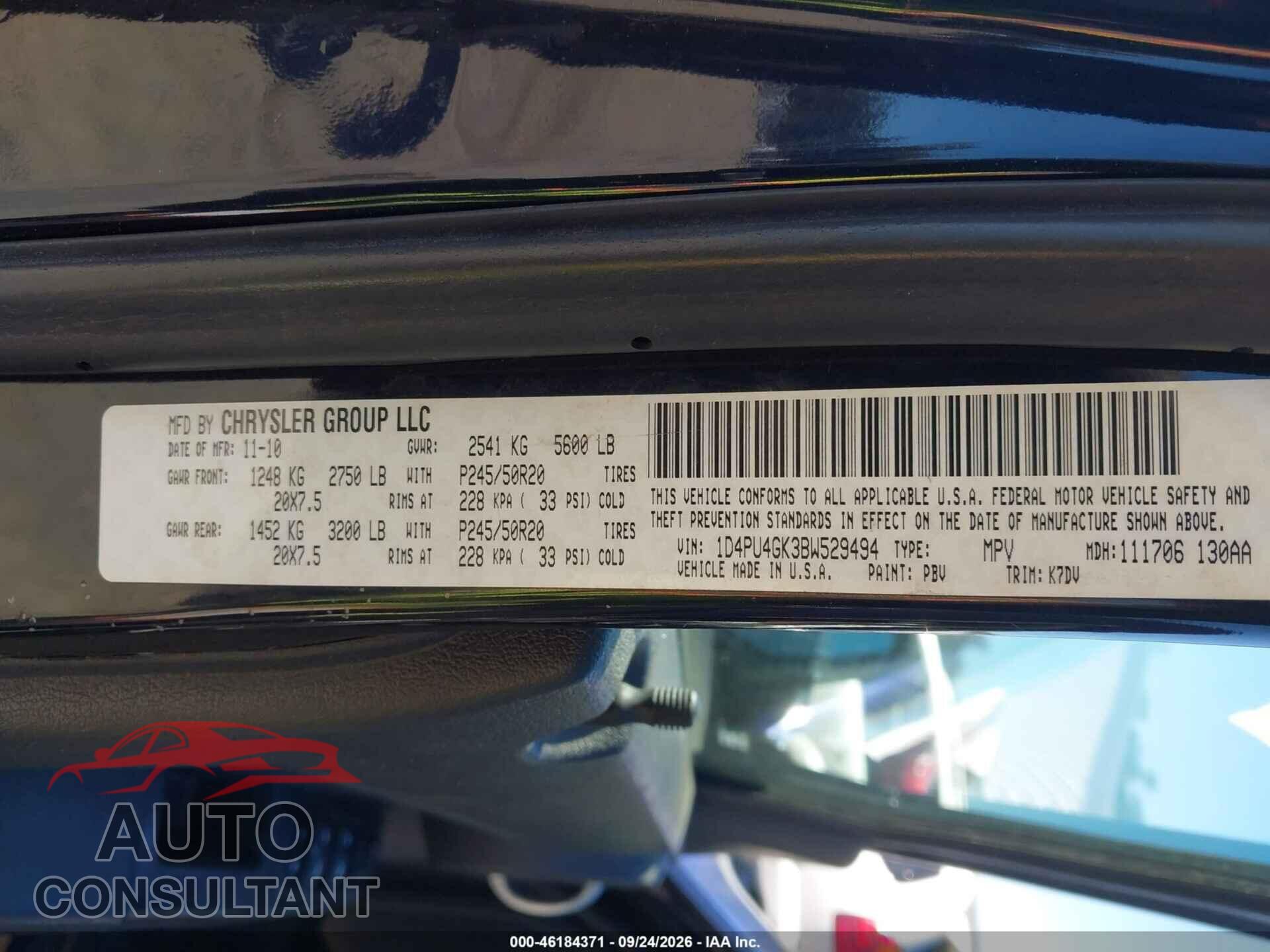 DODGE NITRO 2011 - 1D4PU4GK3BW529494