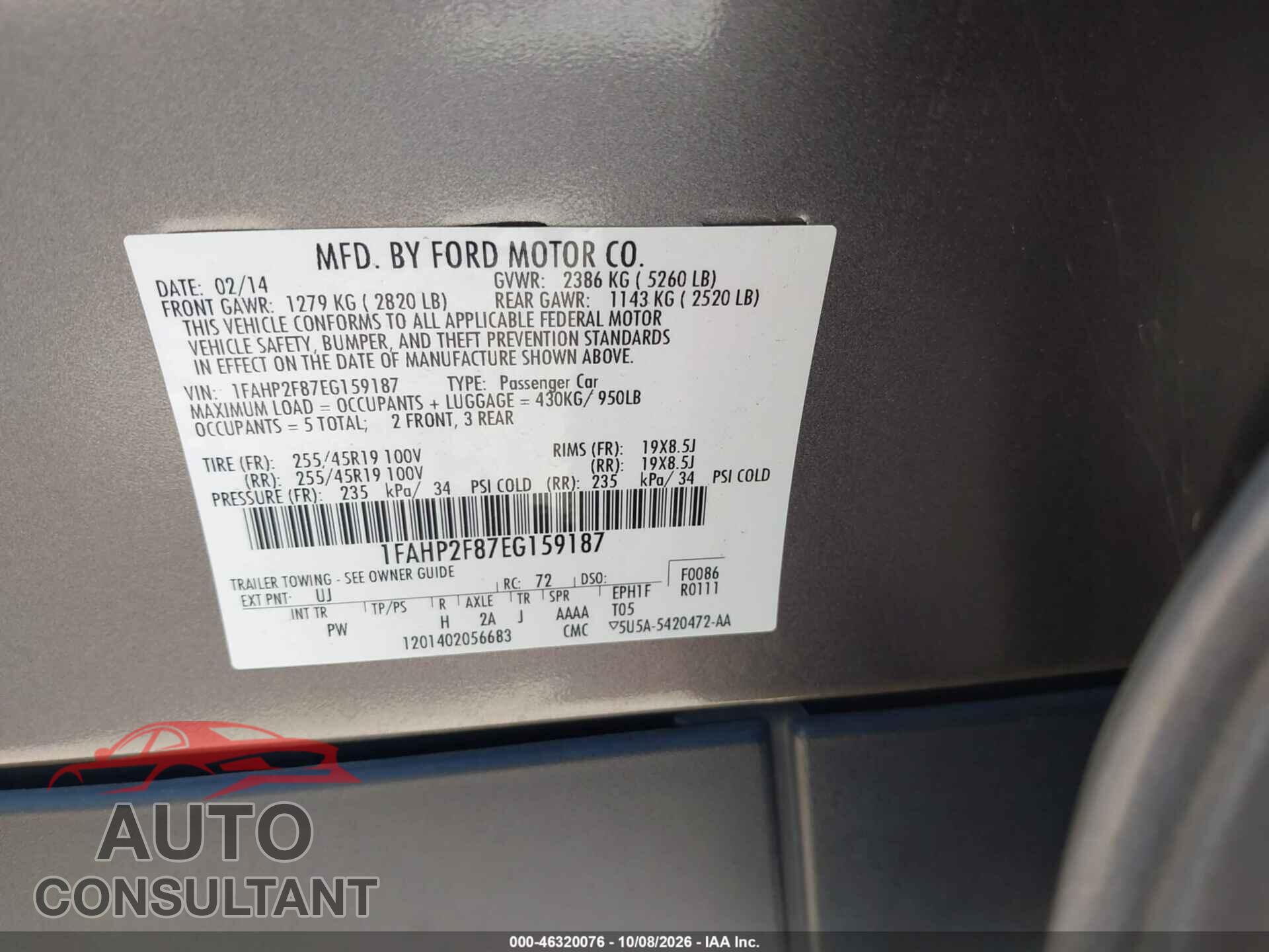 FORD TAURUS 2014 - 1FAHP2F87EG159187