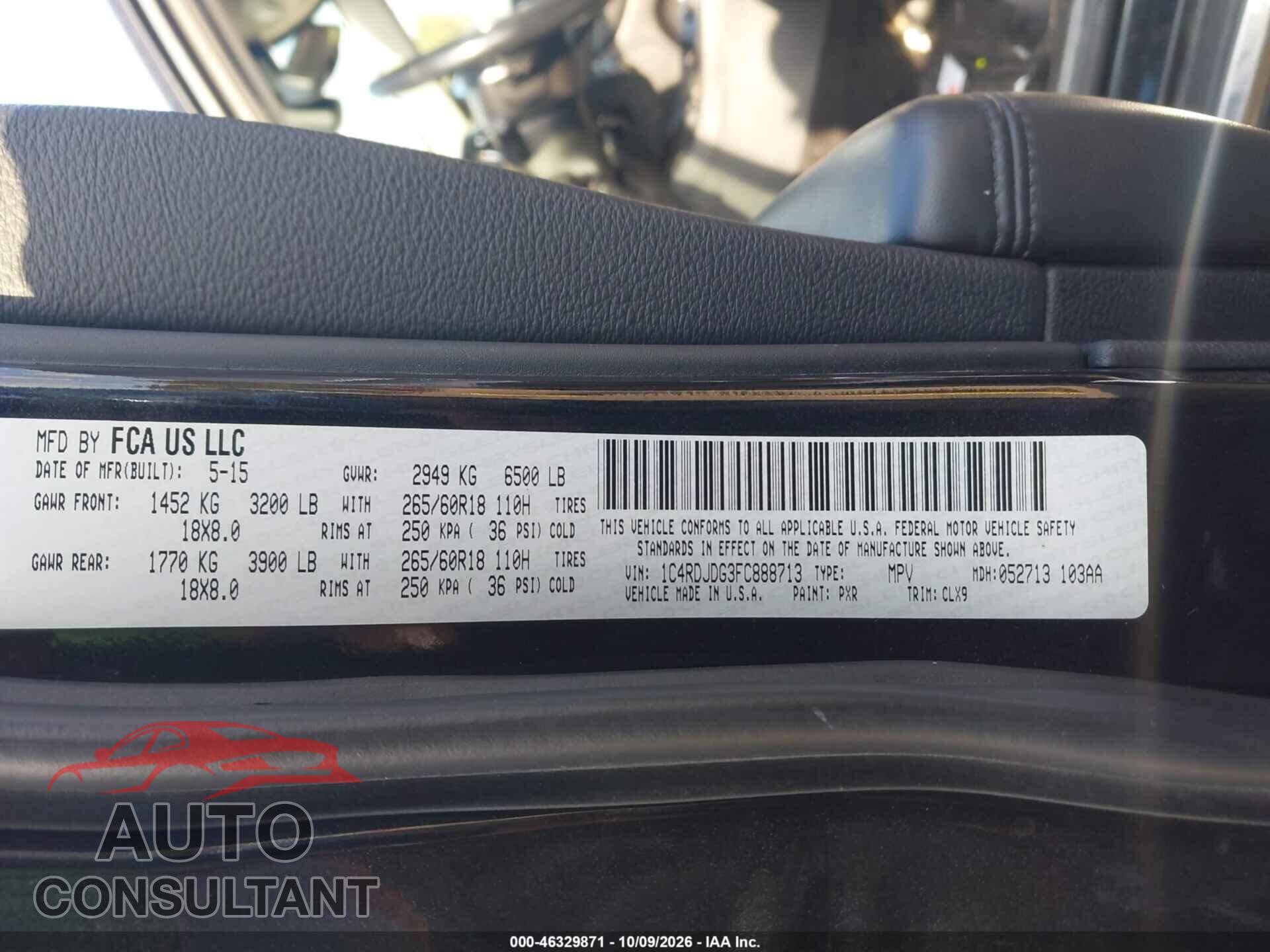 DODGE DURANGO 2015 - 1C4RDJDG3FC888713