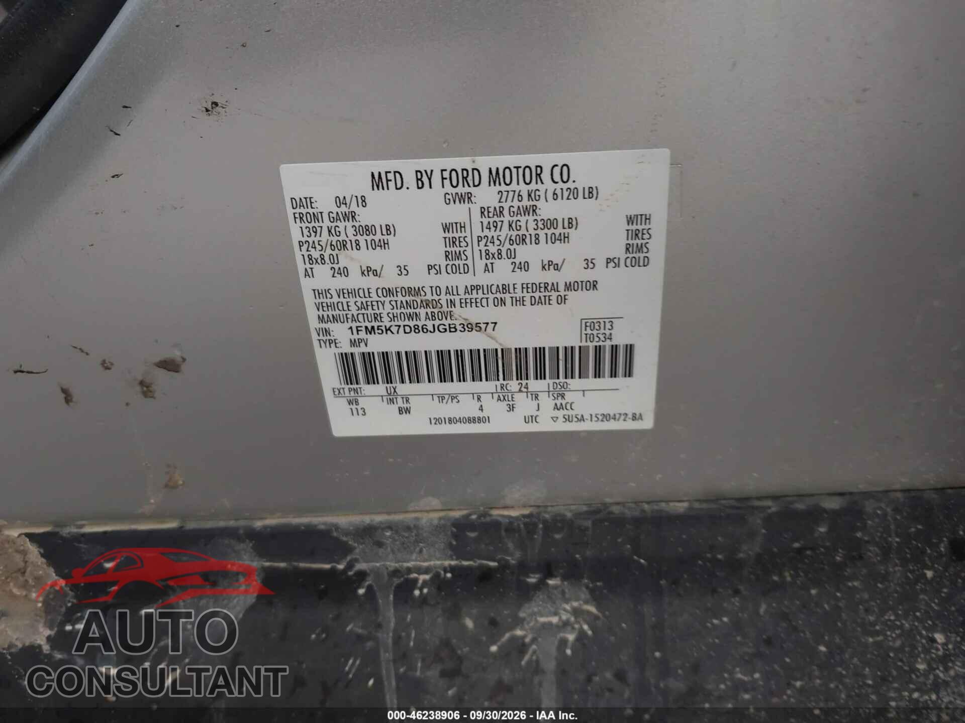 FORD EXPLORER 2018 - 1FM5K7D86JGB39577