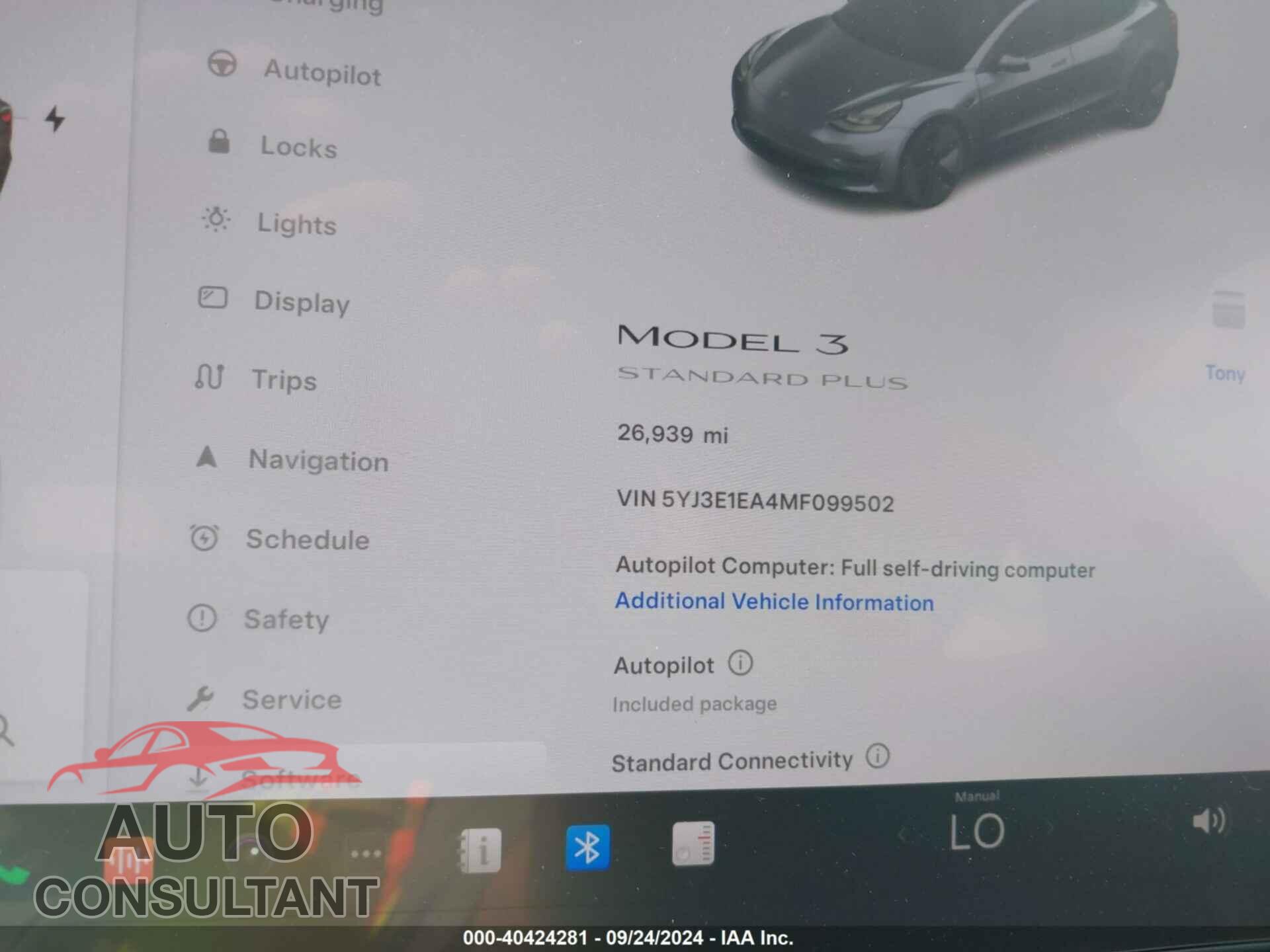 TESLA MODEL 3 2021 - 5YJ3E1EA4MF099502