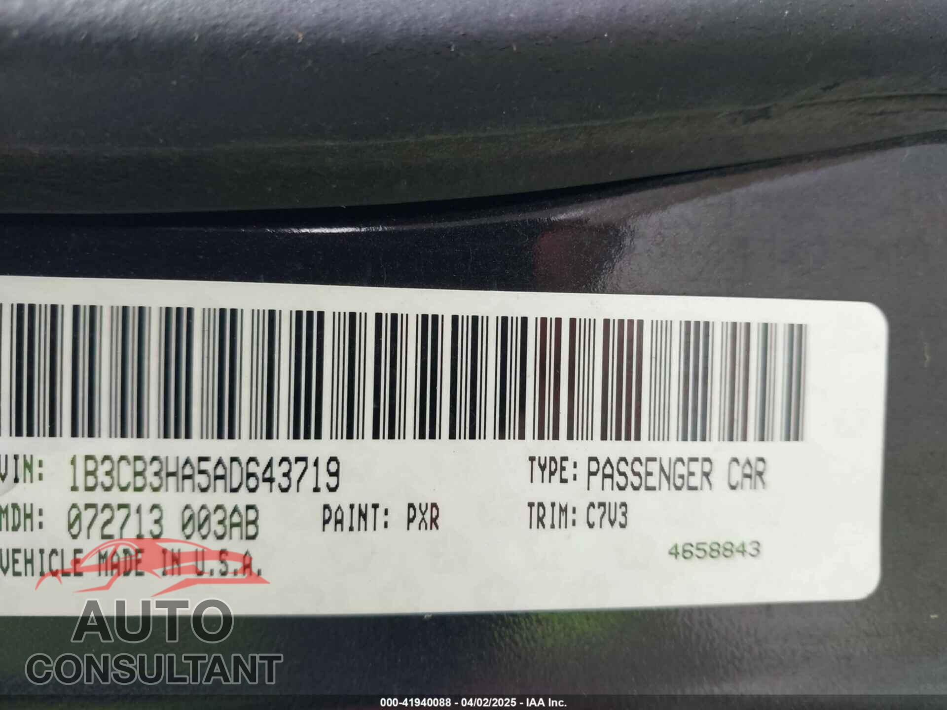 DODGE CALIBER 2010 - 1B3CB3HA5AD643719