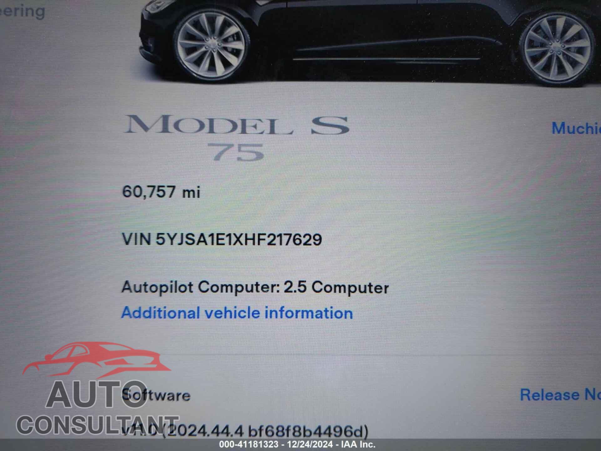 TESLA MODEL S 2017 - 5YJSA1E1XHF217629