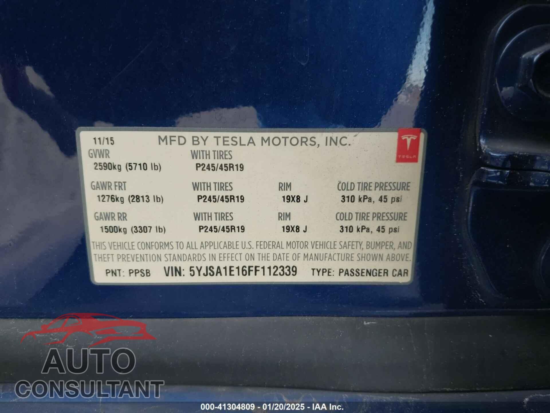 TESLA MODEL S 2015 - 5YJSA1E16FF112339