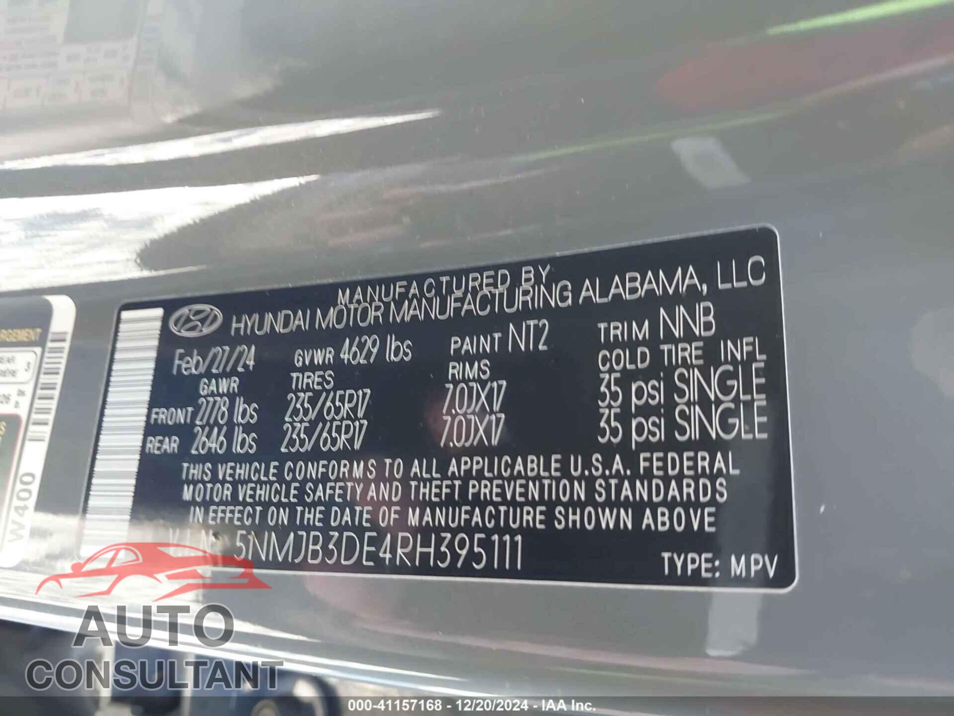 HYUNDAI TUCSON 2024 - 5NMJB3DE4RH395111