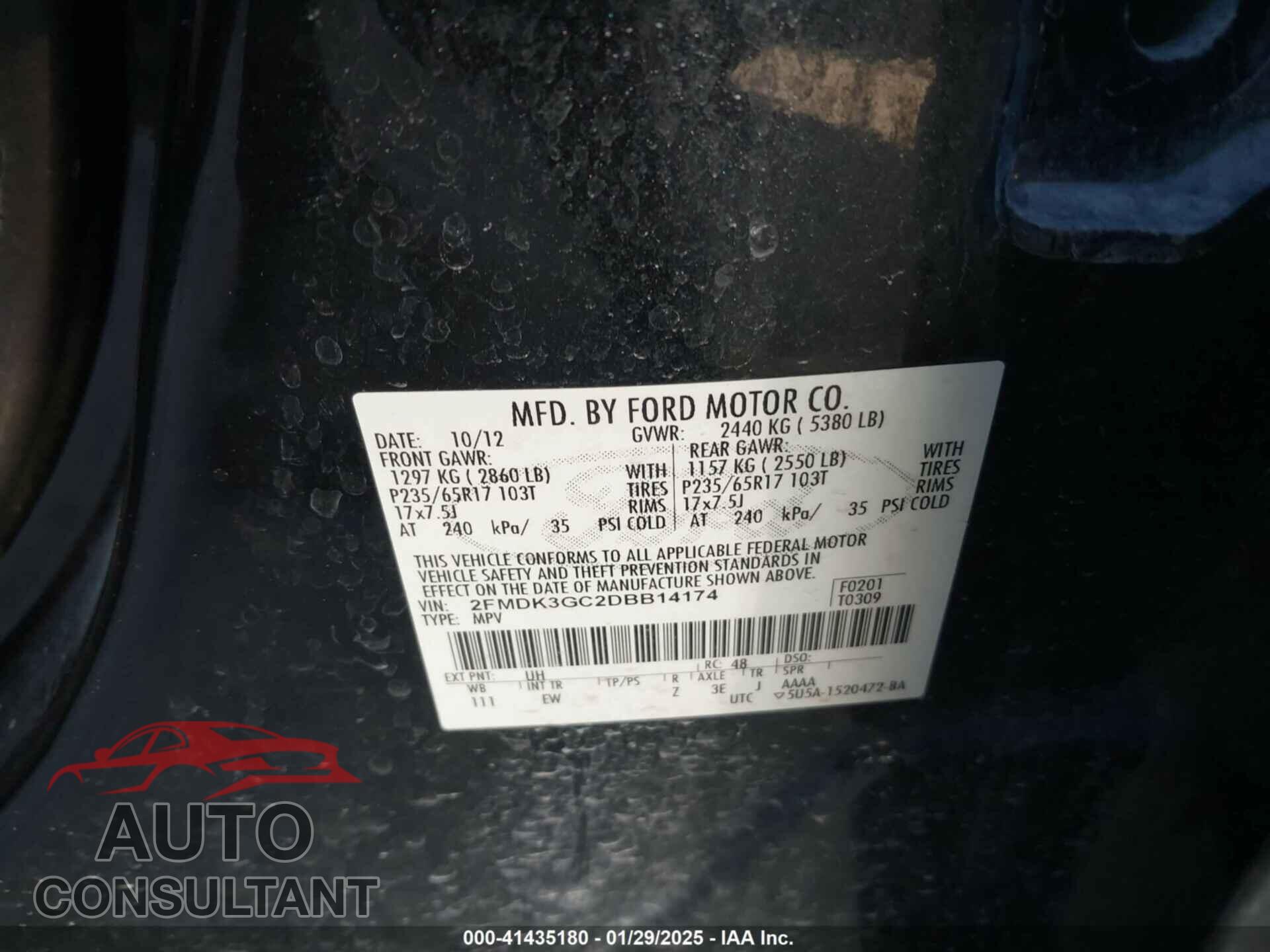 FORD EDGE 2013 - 2FMDK3GC2DBB14174