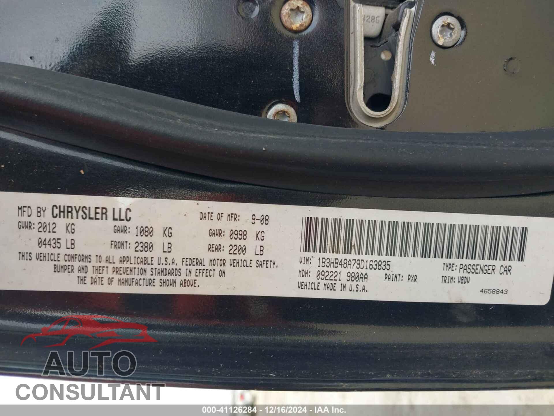 DODGE CALIBER 2009 - 1B3HB48A79D163835