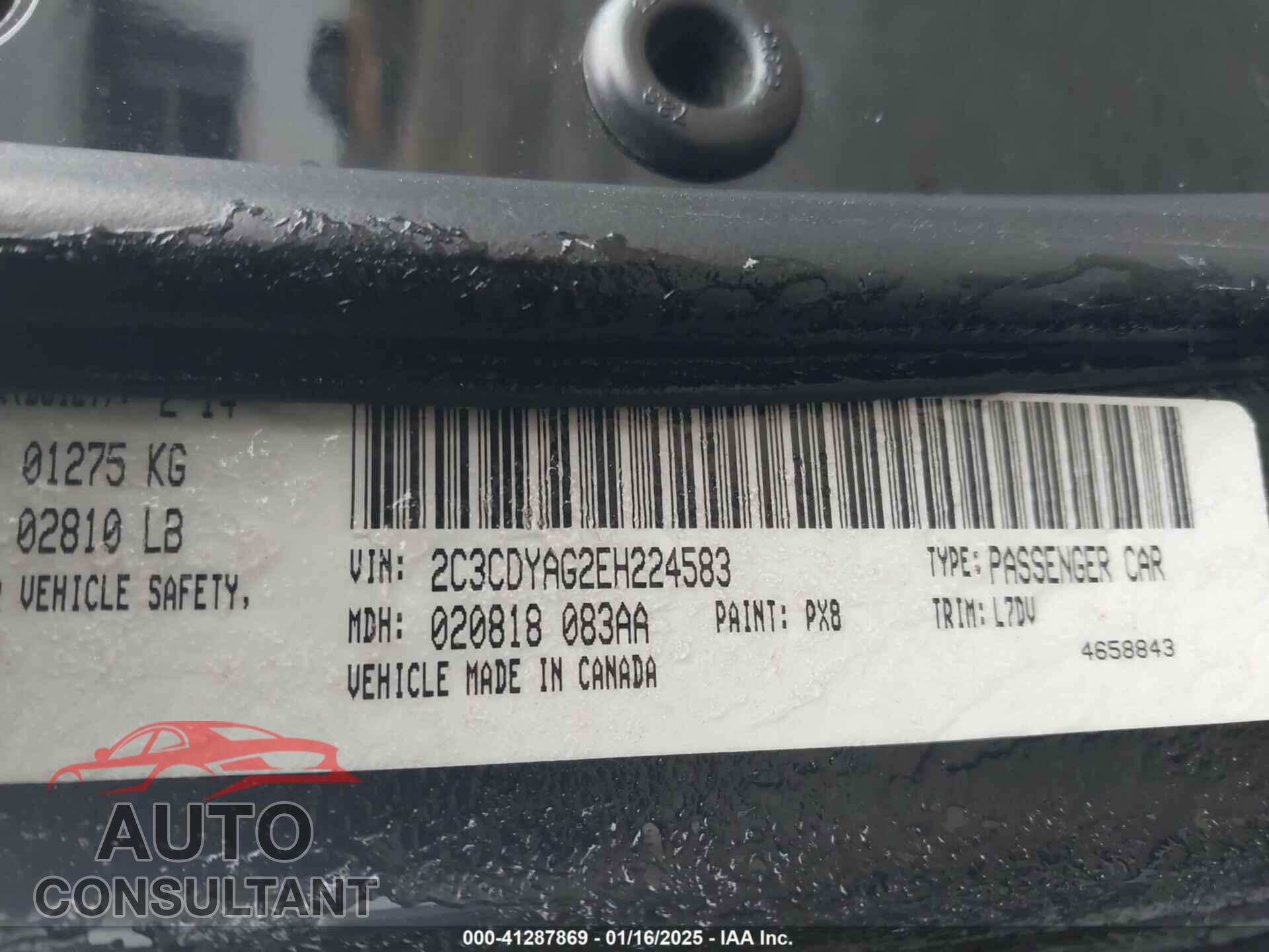 DODGE CHALLENGER 2014 - 2C3CDYAG2EH224583