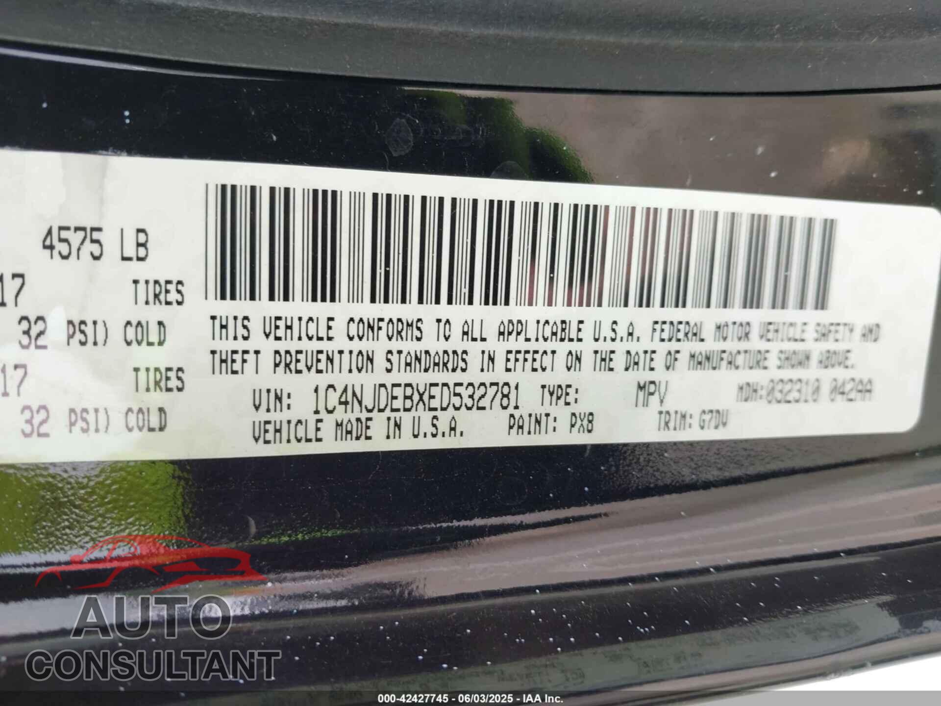 JEEP COMPASS 2014 - 1C4NJDEBXED532781