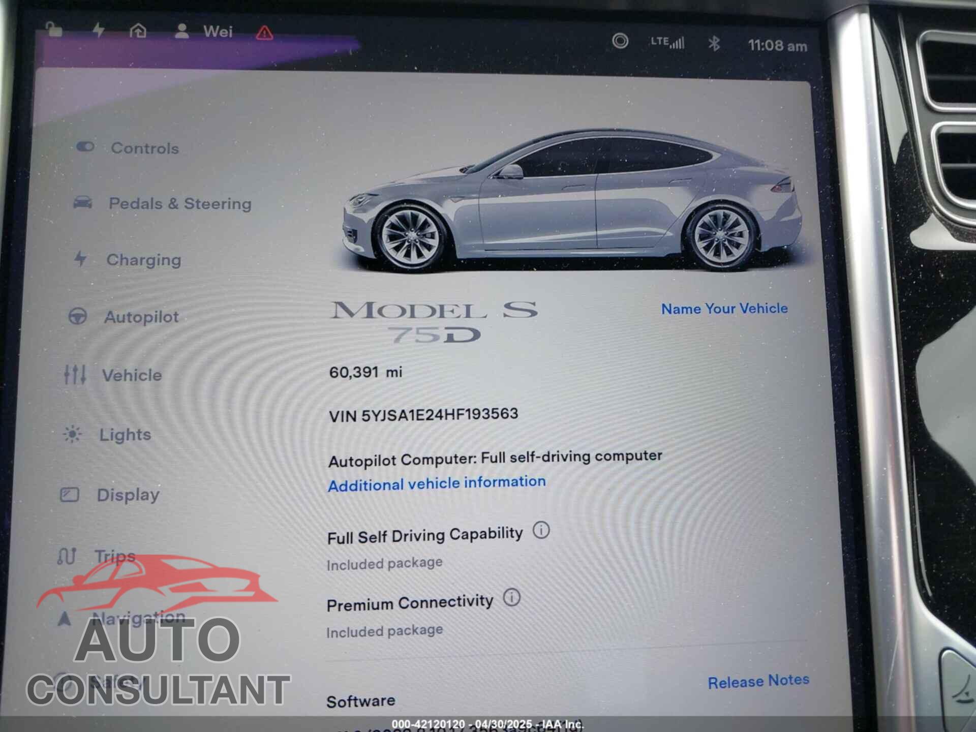 TESLA MODEL S 2017 - 5YJSA1E24HF193563