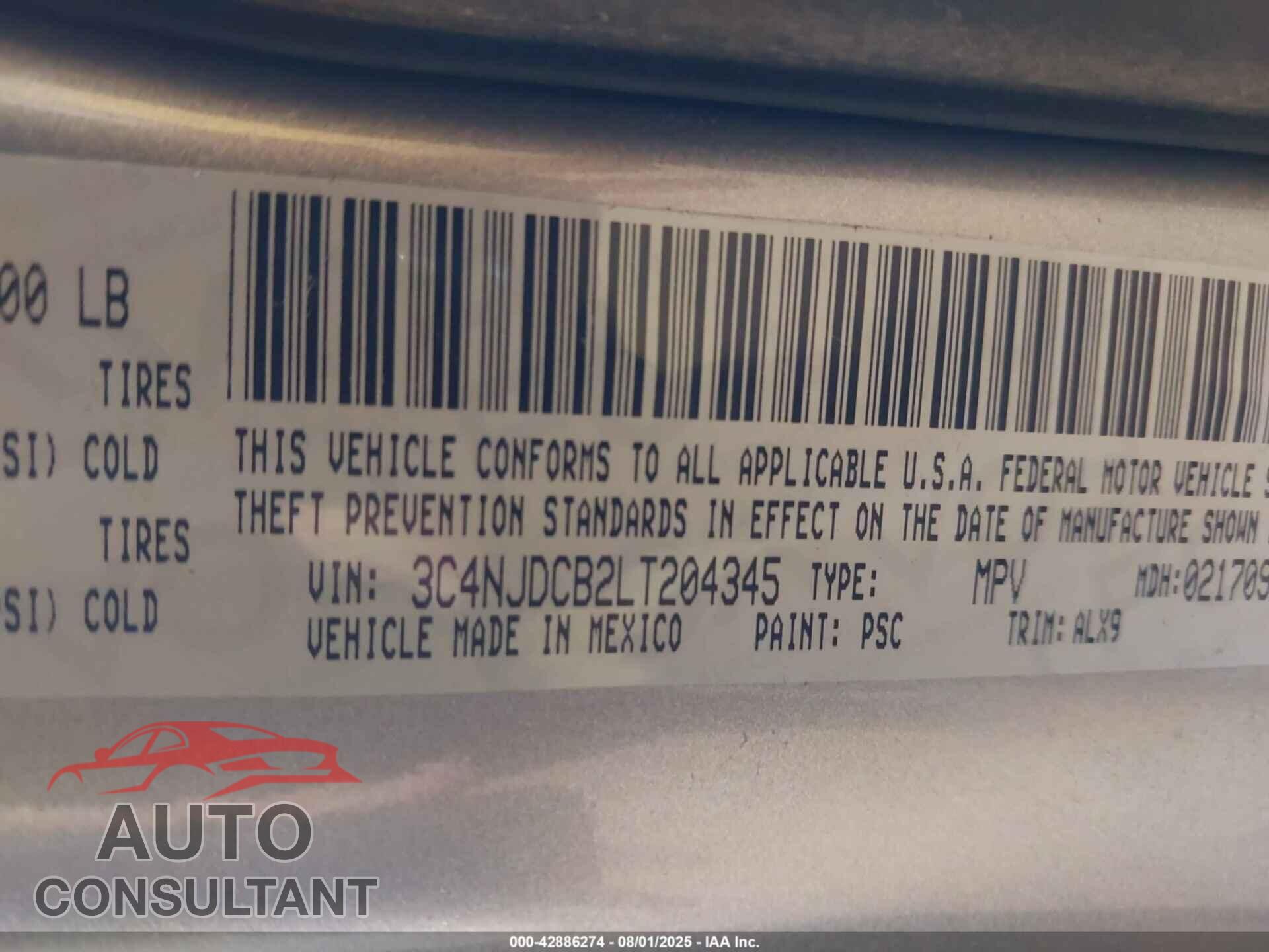 JEEP COMPASS 2020 - 3C4NJDCB2LT204345