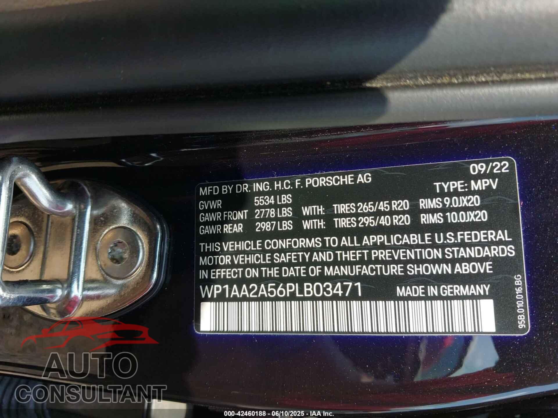 PORSCHE MACAN 2023 - WP1AA2A56PLB03471