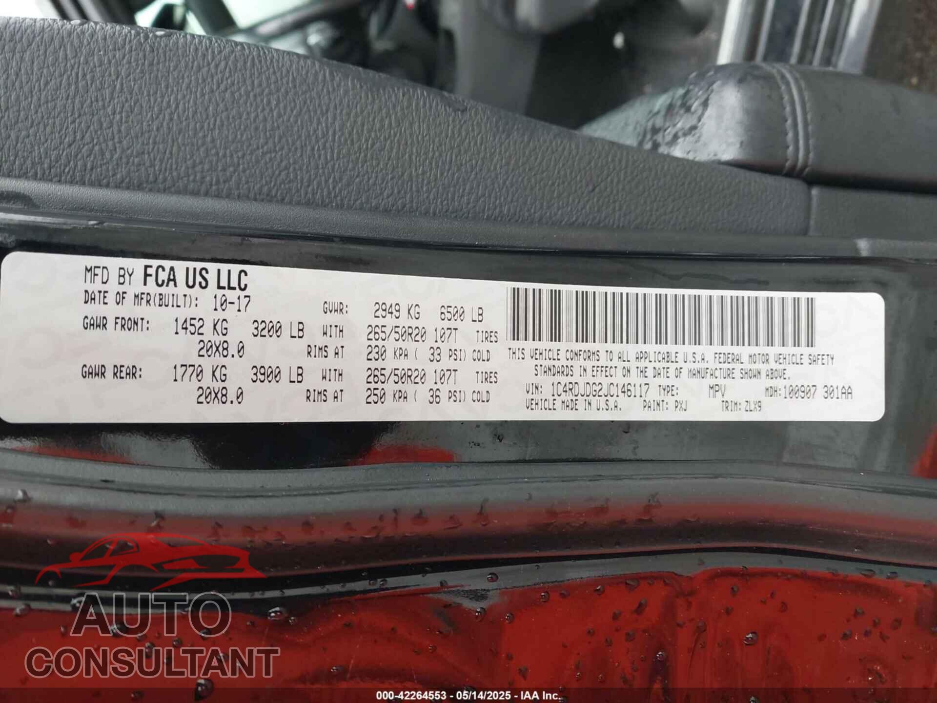DODGE DURANGO 2018 - 1C4RDJDG2JC146117