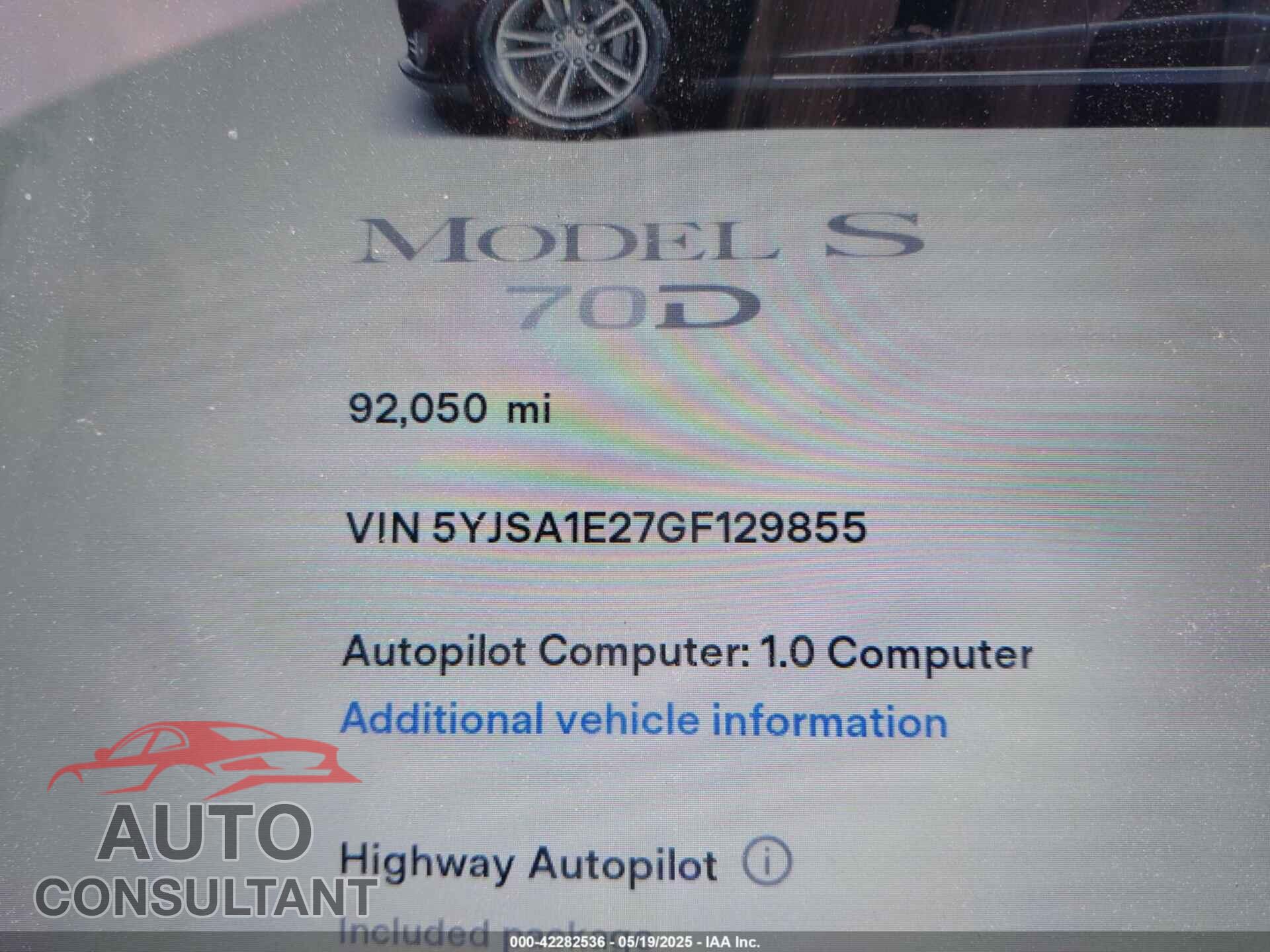 TESLA MODEL S 2016 - 5YJSA1E27GF129855