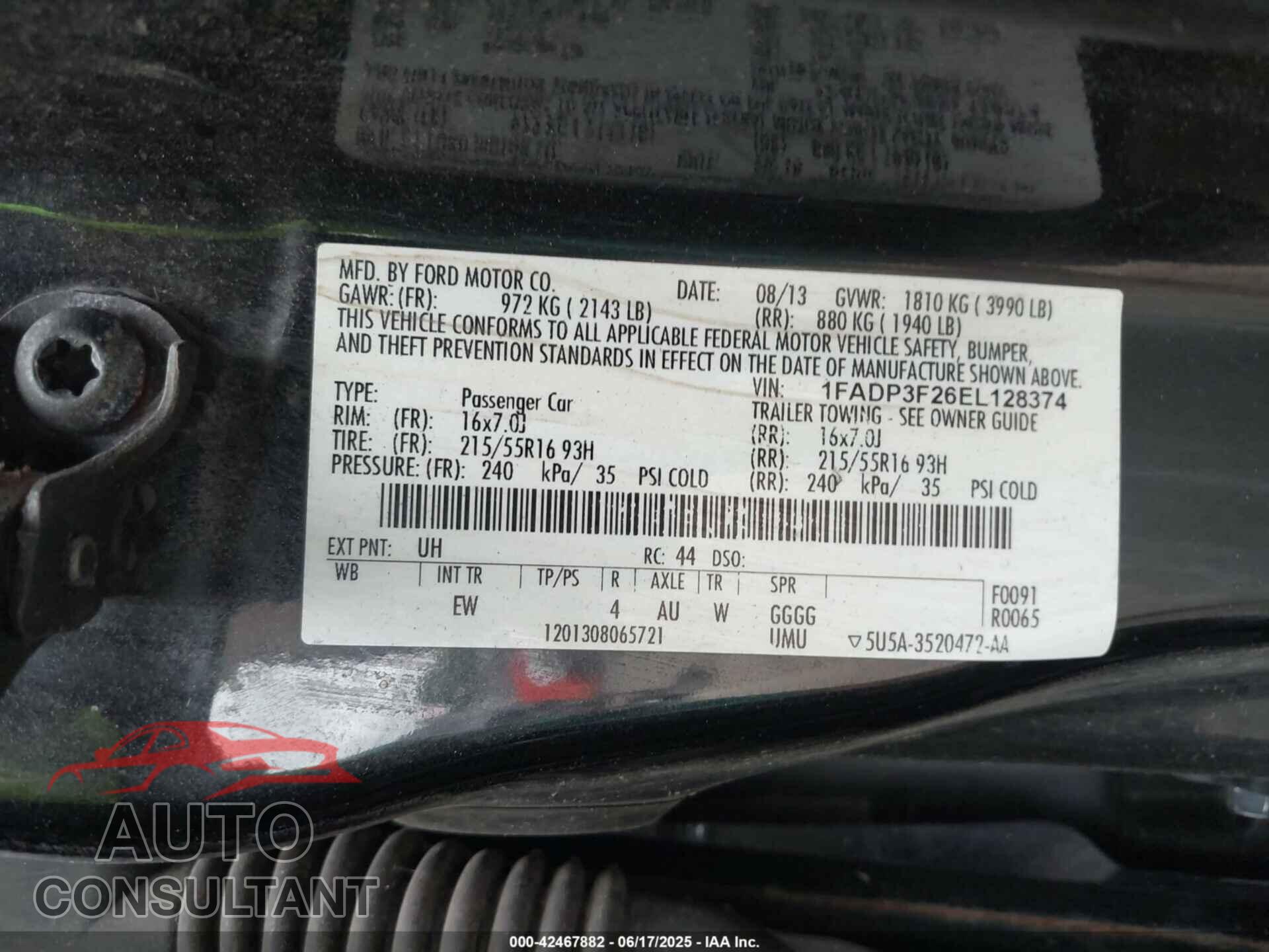 FORD FOCUS 2014 - 1FADP3F26EL128374