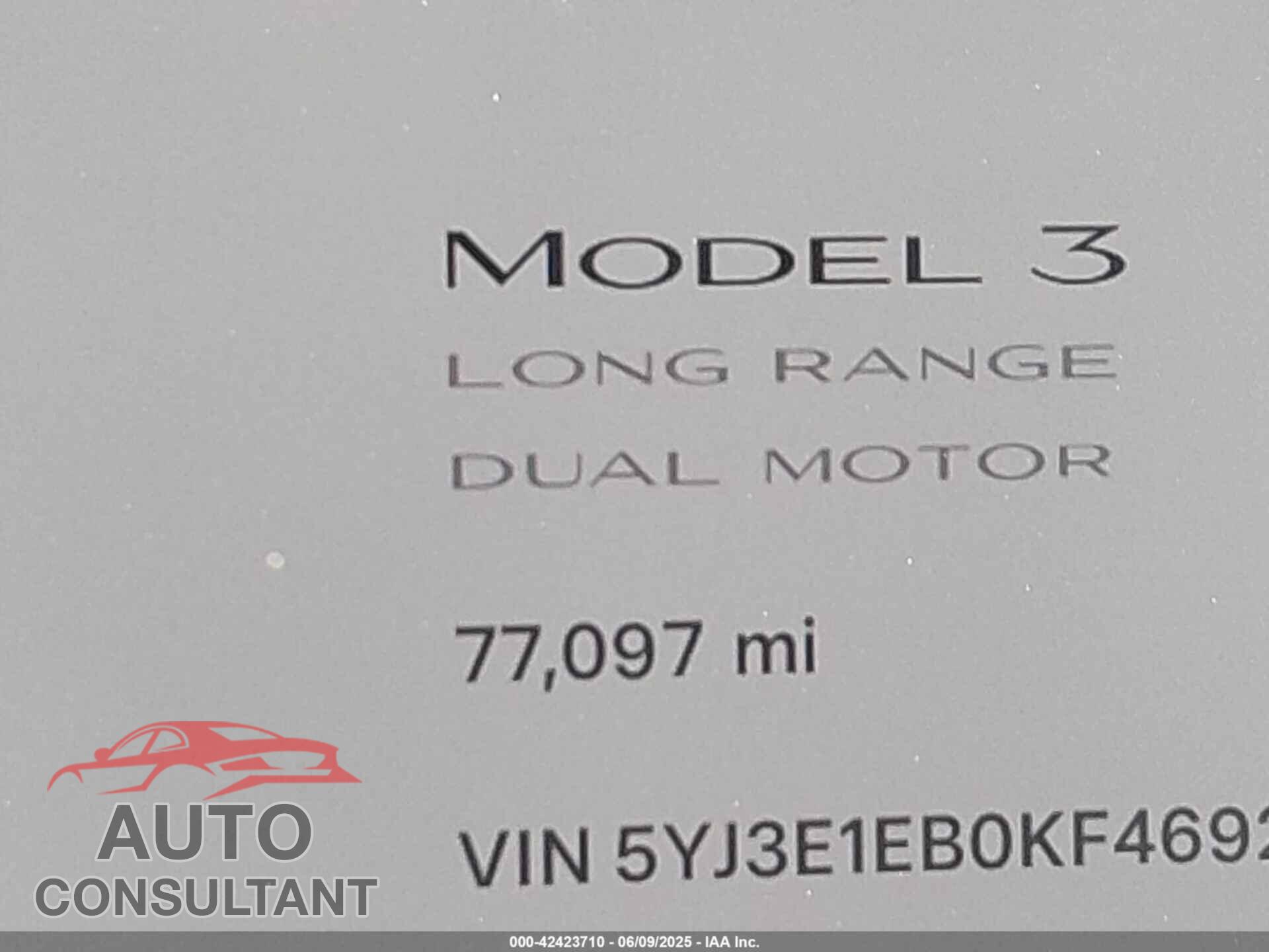 TESLA MODEL 3 2019 - 5YJ3E1EB0KF469298