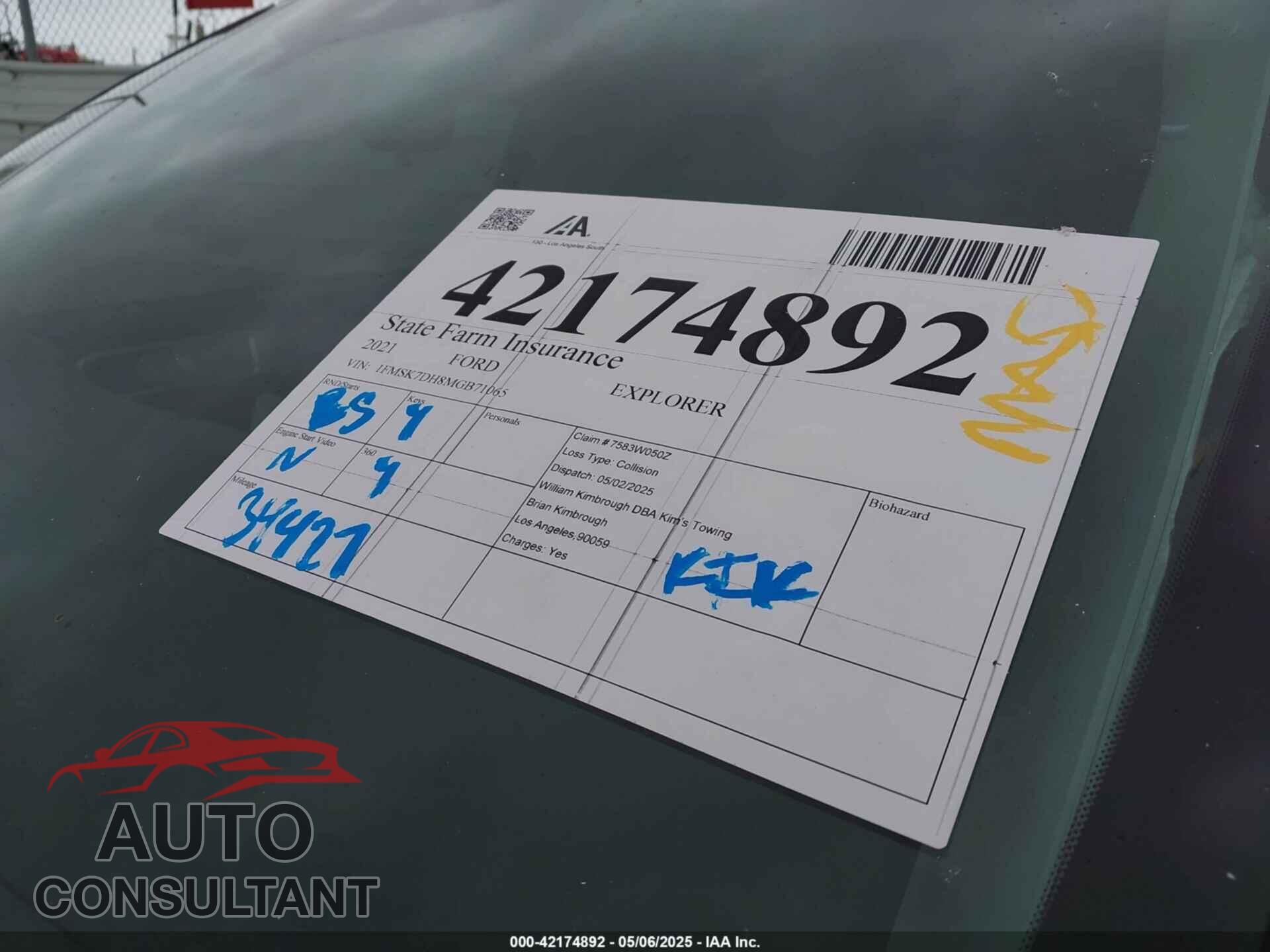 FORD EXPLORER 2021 - 1FMSK7DH8MGB71065