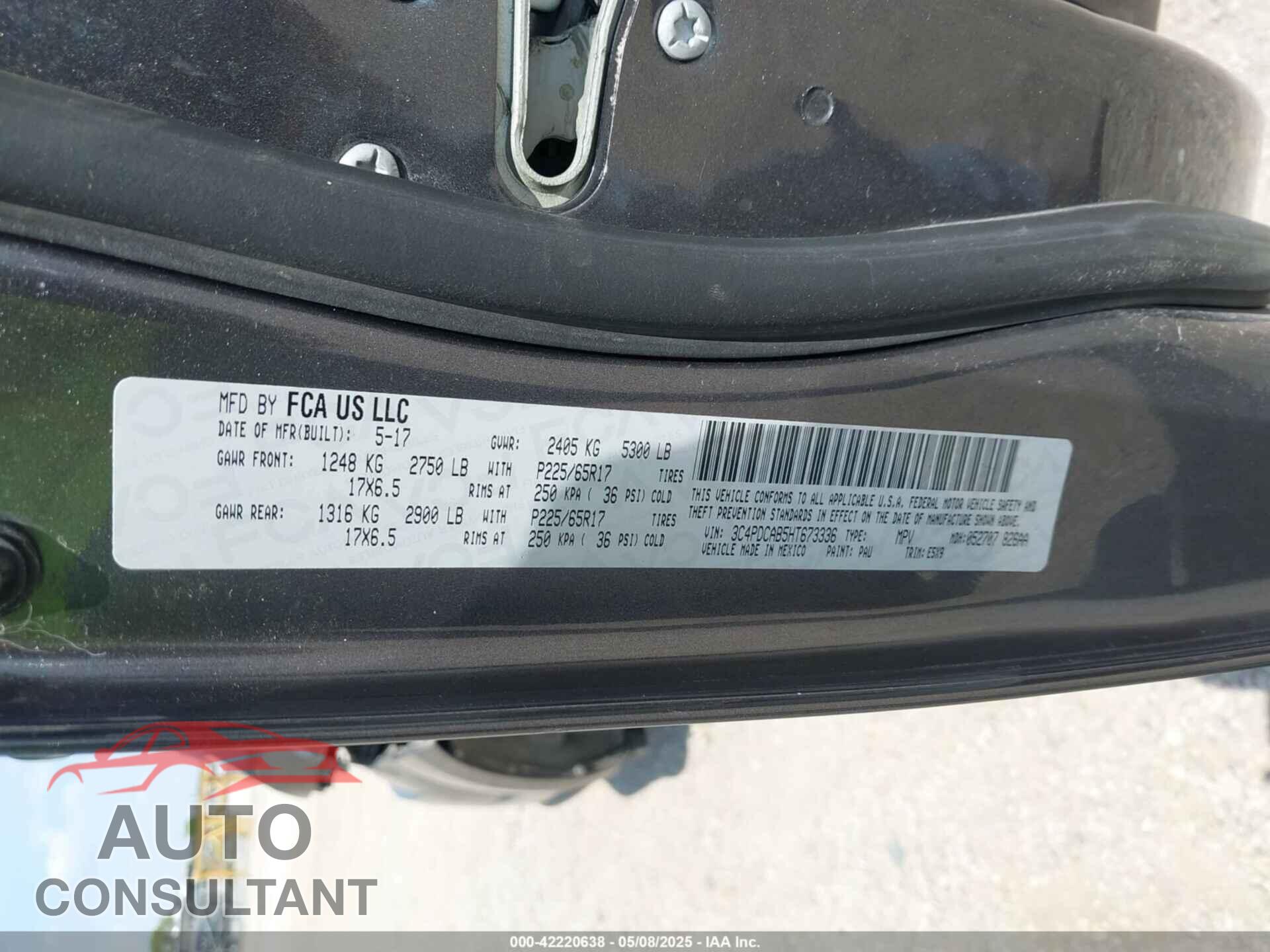 DODGE JOURNEY 2017 - 3C4PDCAB5HT673336