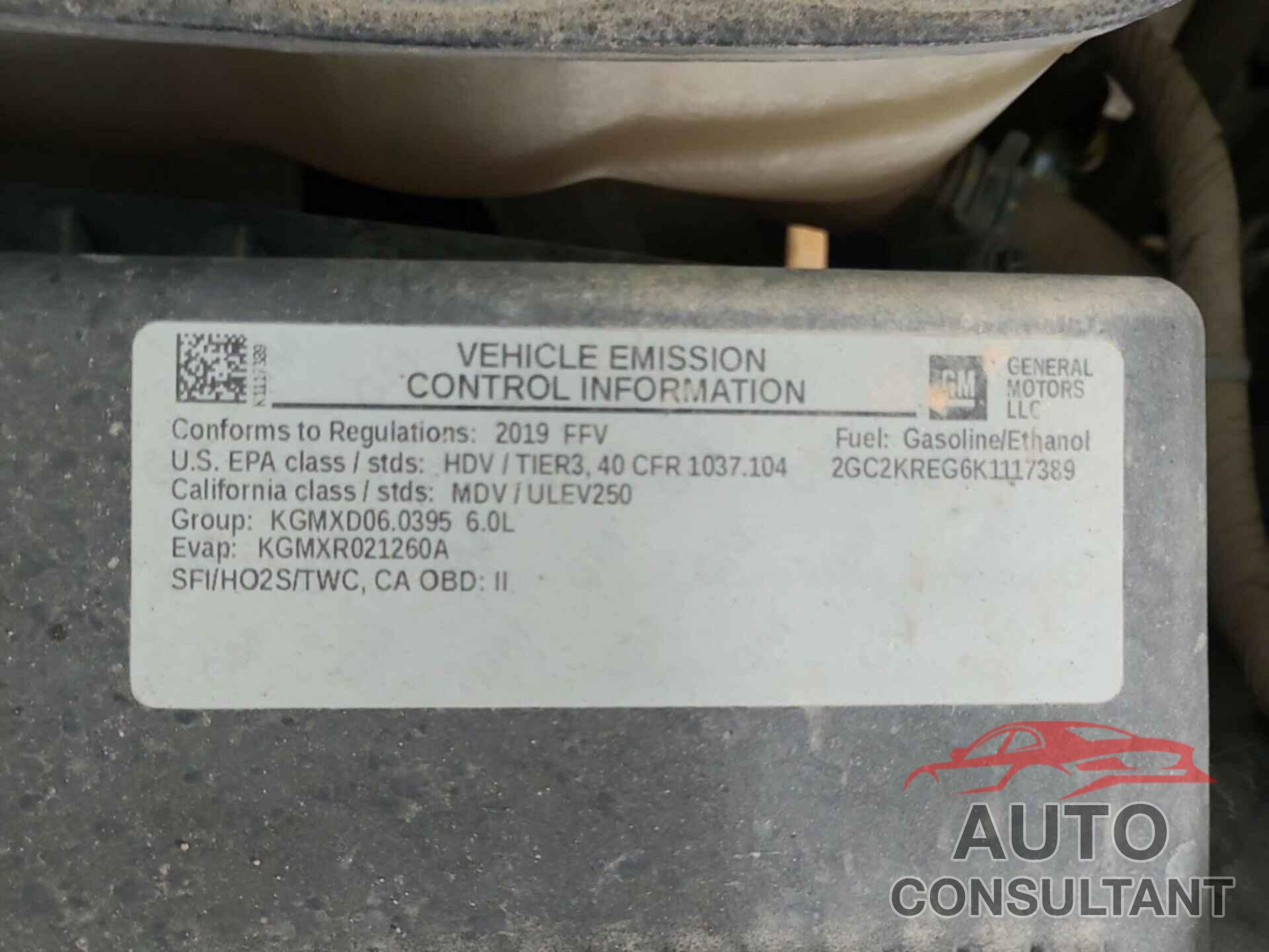 CHEVROLET SILVERADO 2019 - 2GC2KREG6K1117389