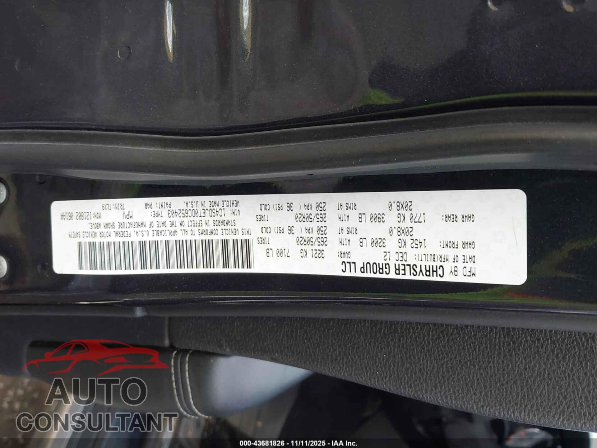 DODGE DURANGO 2013 - 1C4SDJET0DC652403