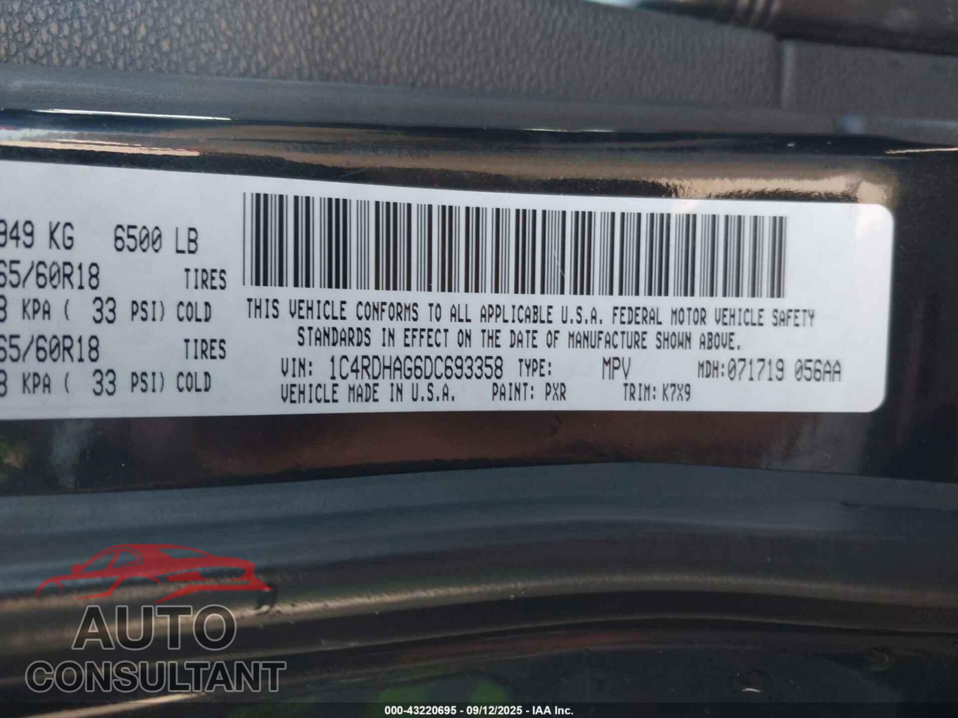 DODGE DURANGO 2013 - 1C4RDHAG6DC693358