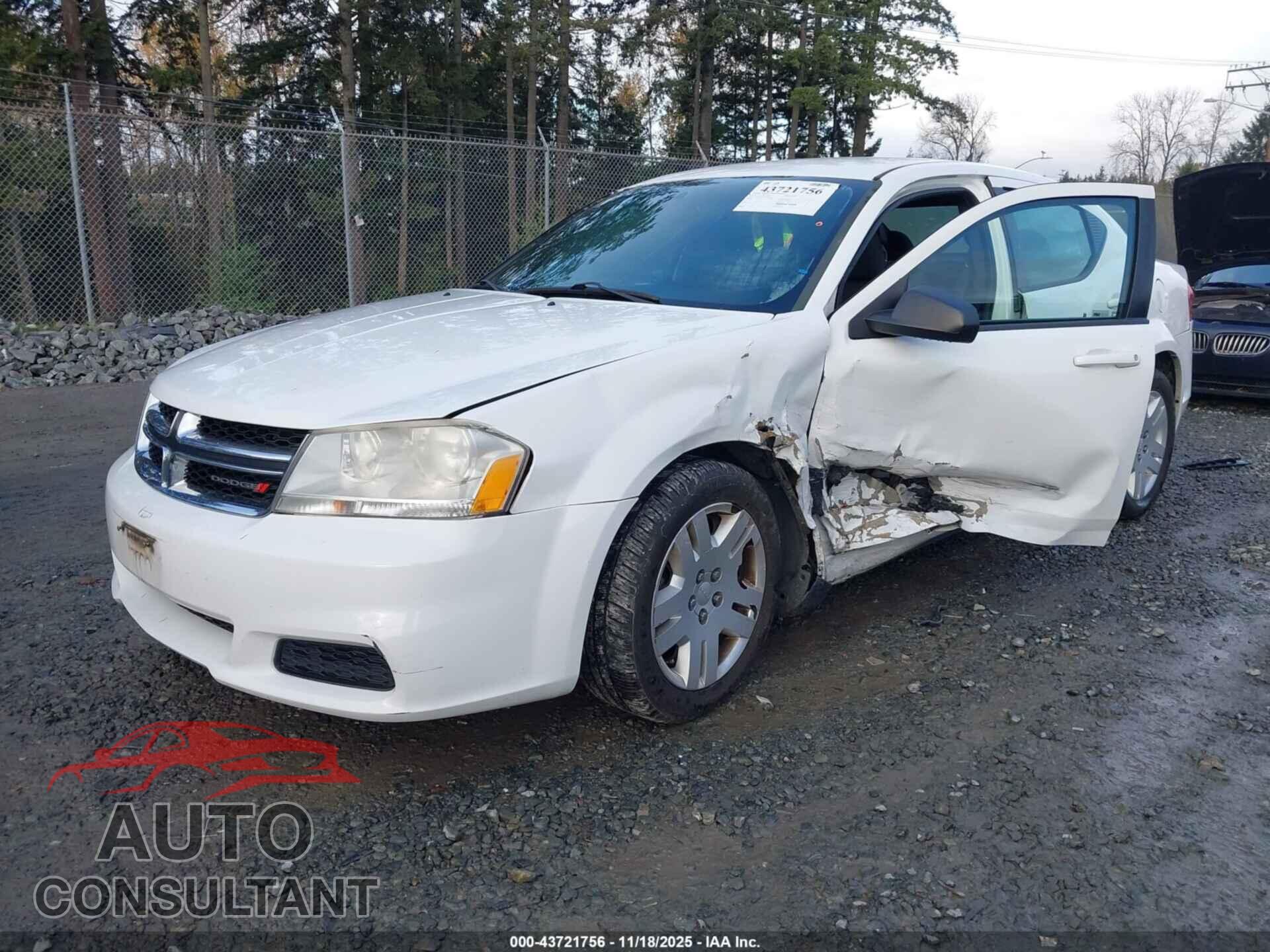 DODGE AVENGER 2012 - 1C3CDZAB0CN290600