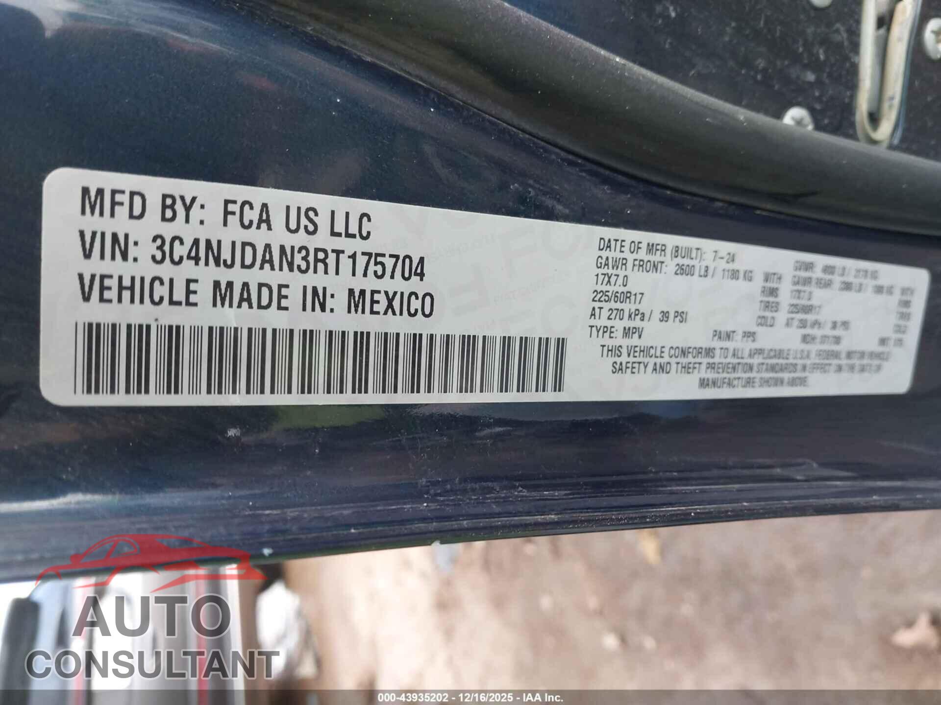 JEEP COMPASS 2024 - 3C4NJDAN3RT175704