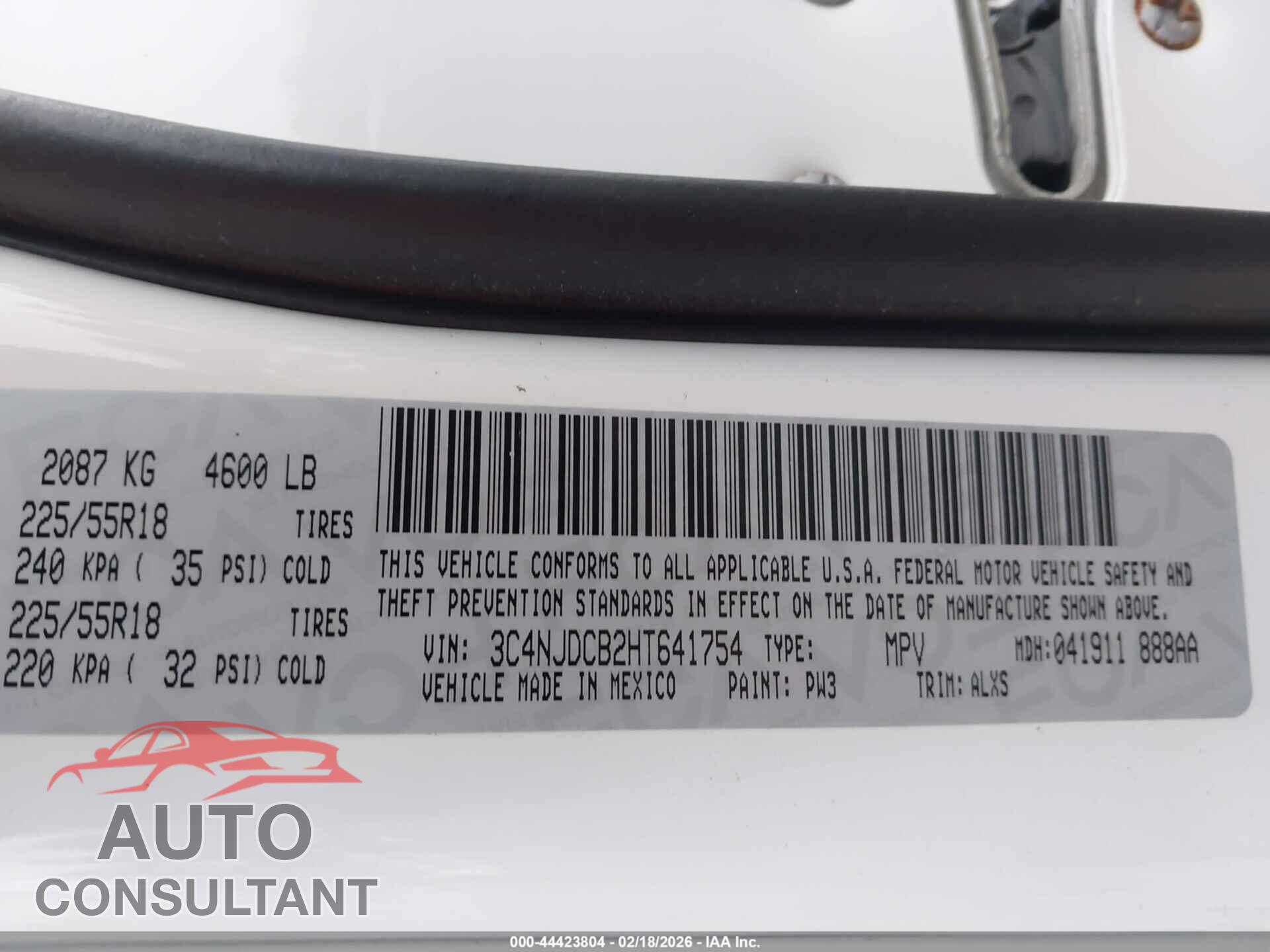 JEEP NEW COMPASS 2017 - 3C4NJDCB2HT641754