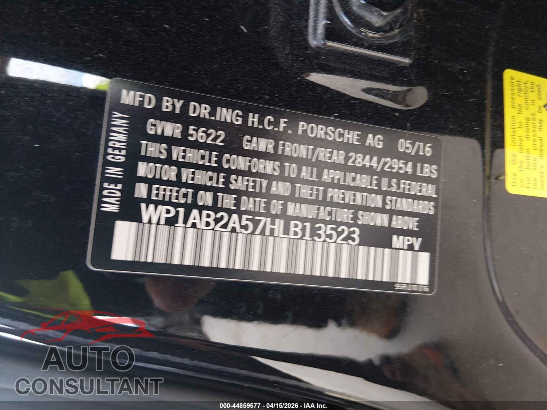 PORSCHE MACAN 2017 - WP1AB2A57HLB13523