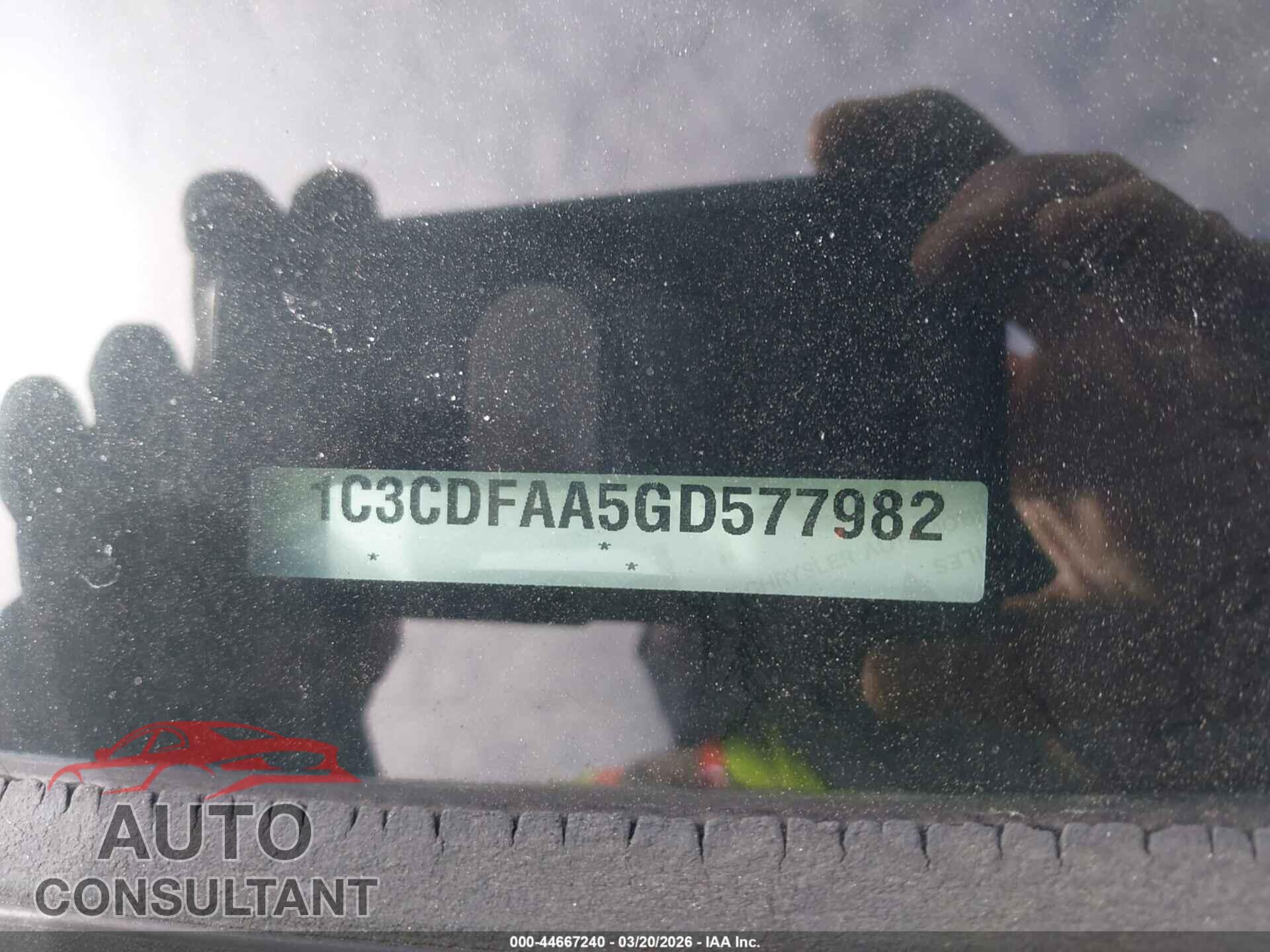 DODGE DART 2016 - 1C3CDFAA5GD577982