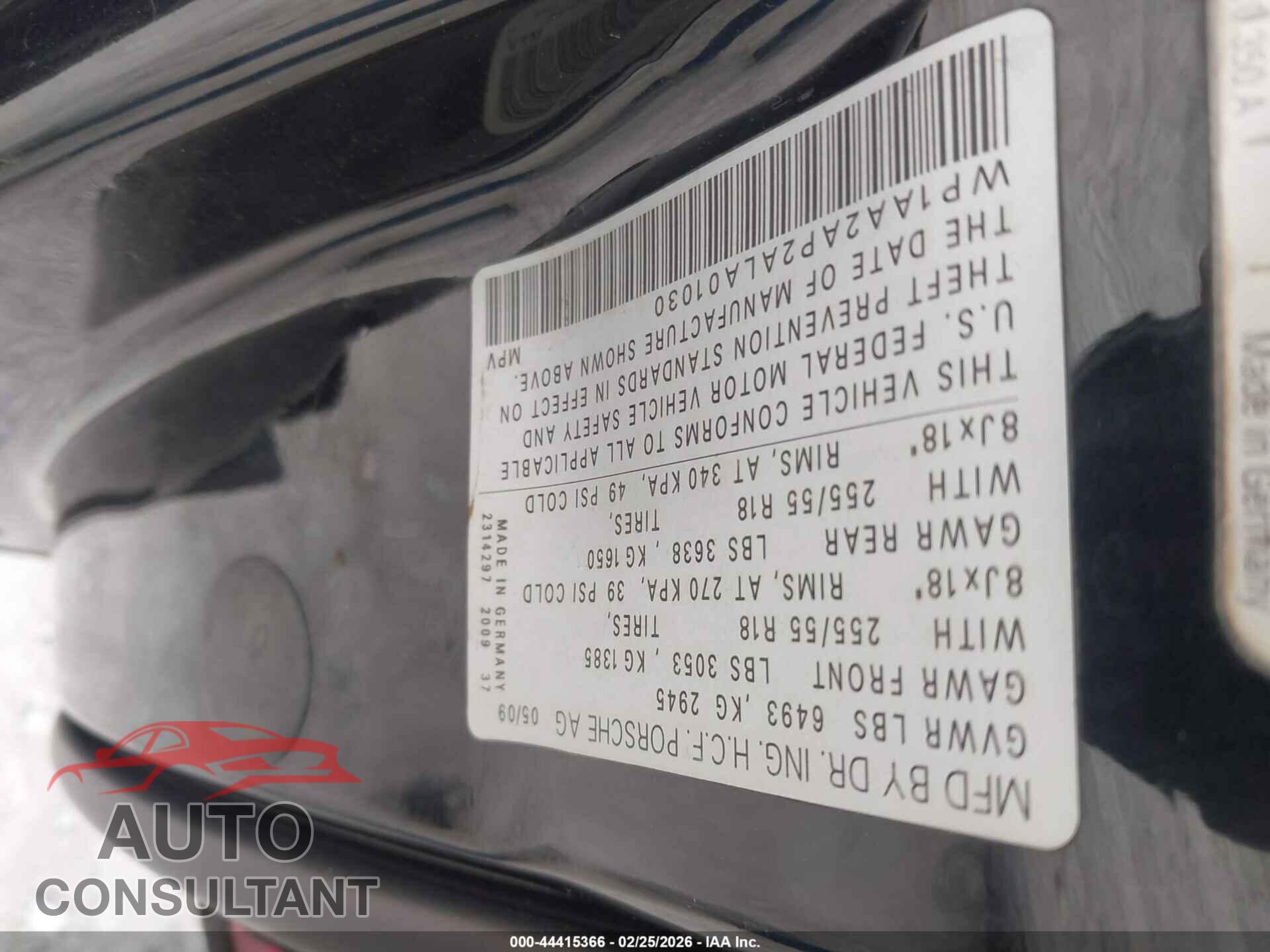 PORSCHE CAYENNE 2010 - WP1AA2AP2ALA01030