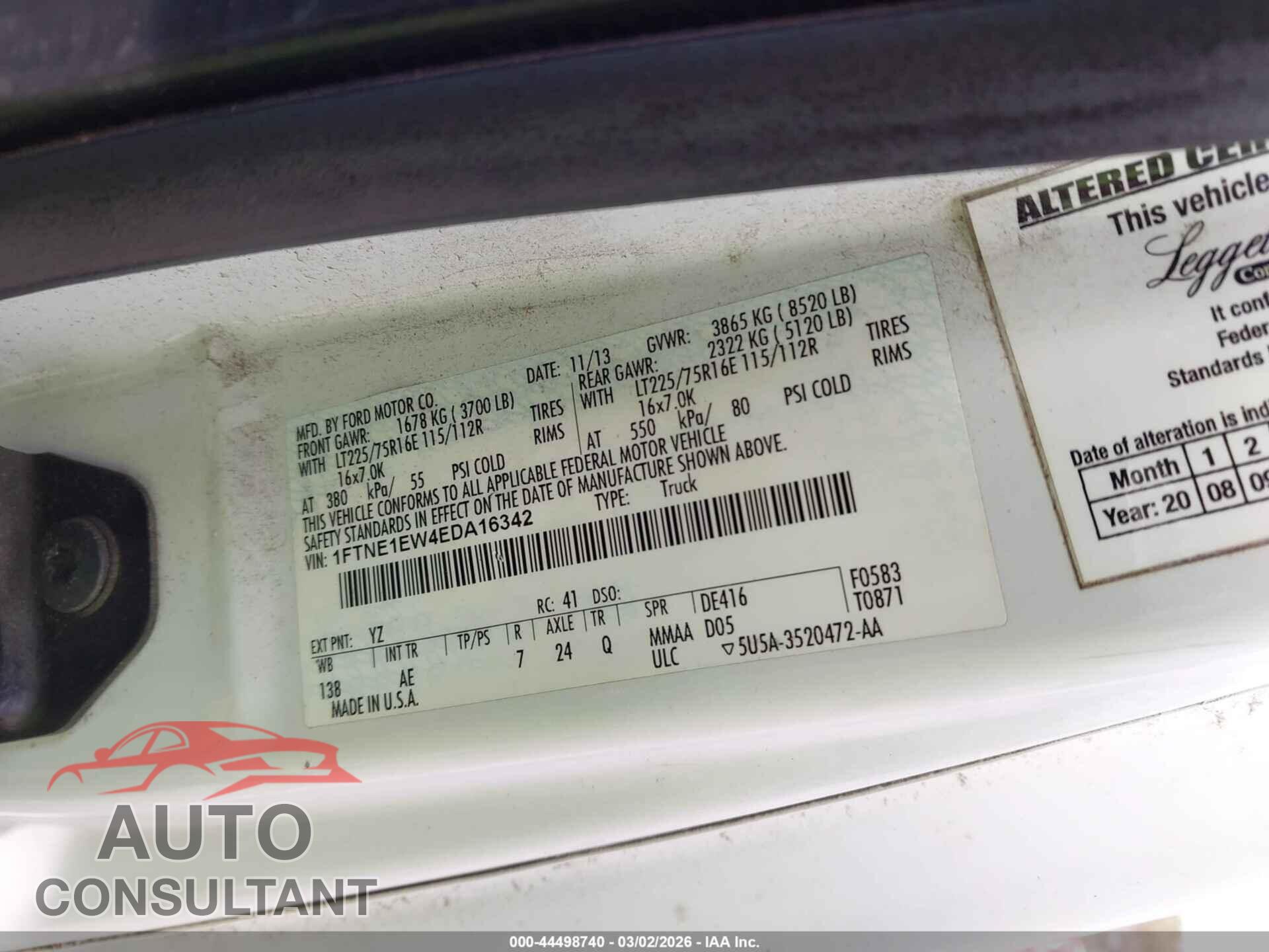 FORD E-150 2014 - 1FTNE1EW4EDA16342
