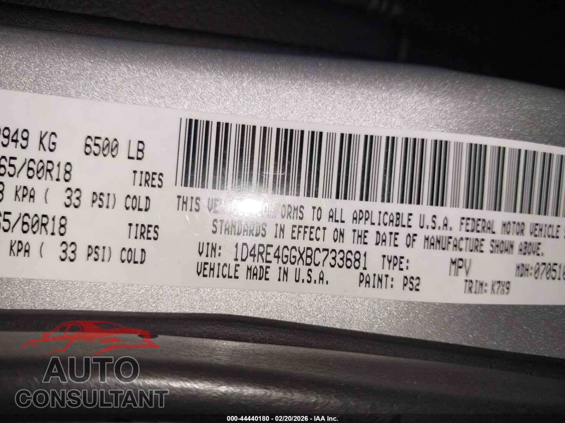 DODGE DURANGO 2011 - 1D4RE4GGXBC733681