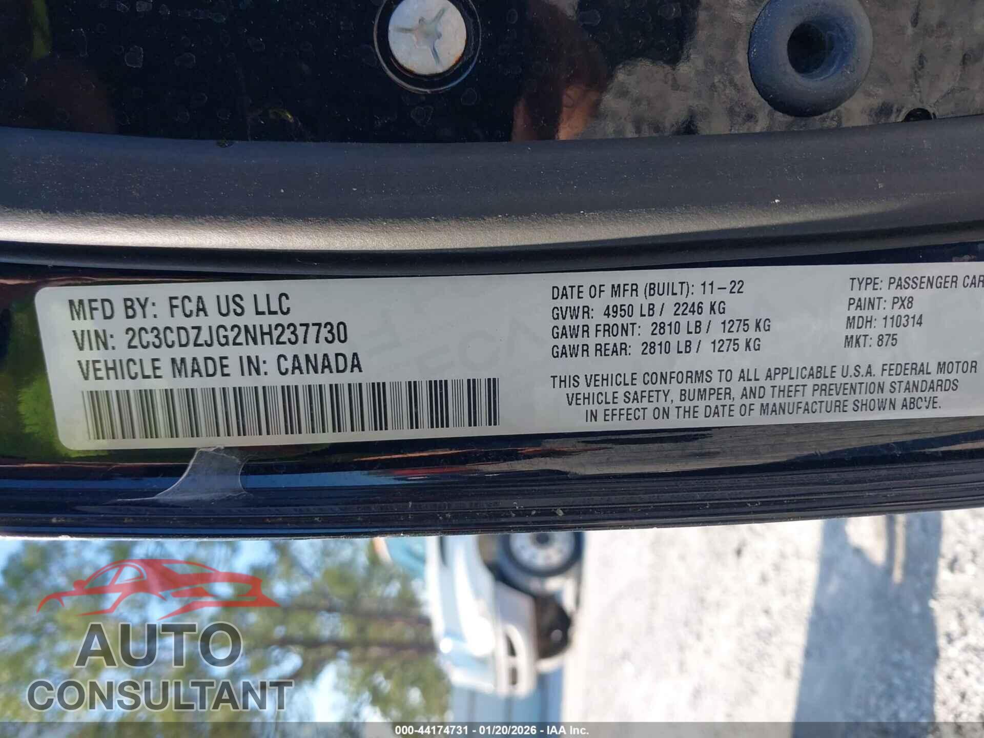 DODGE CHALLENGER 2022 - 2C3CDZJG2NH237730