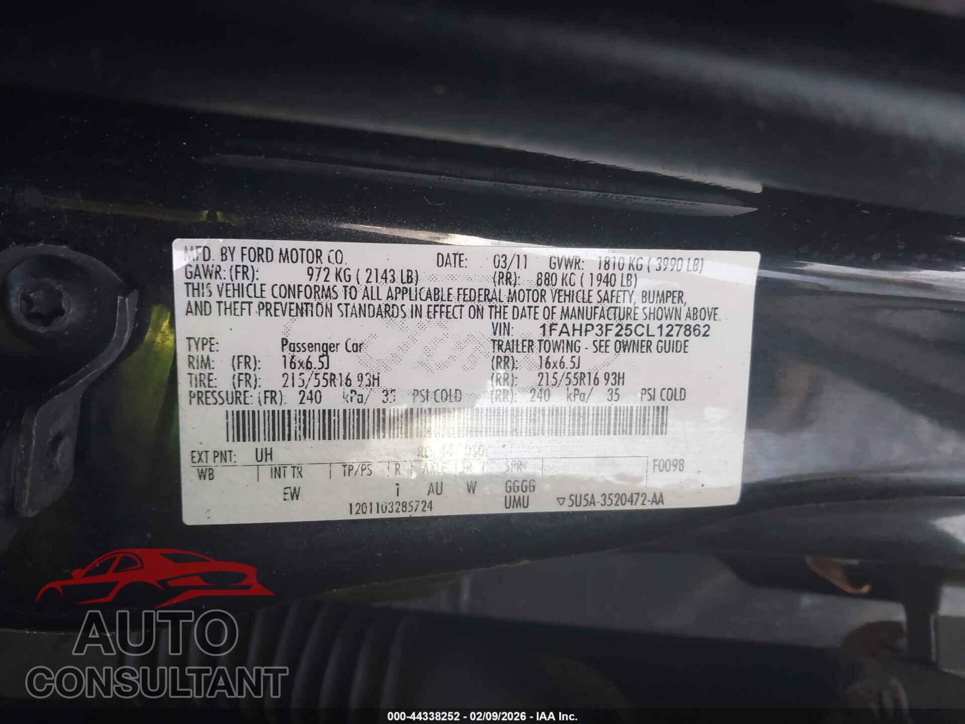 FORD FOCUS 2012 - 1FAHP3F25CL127862