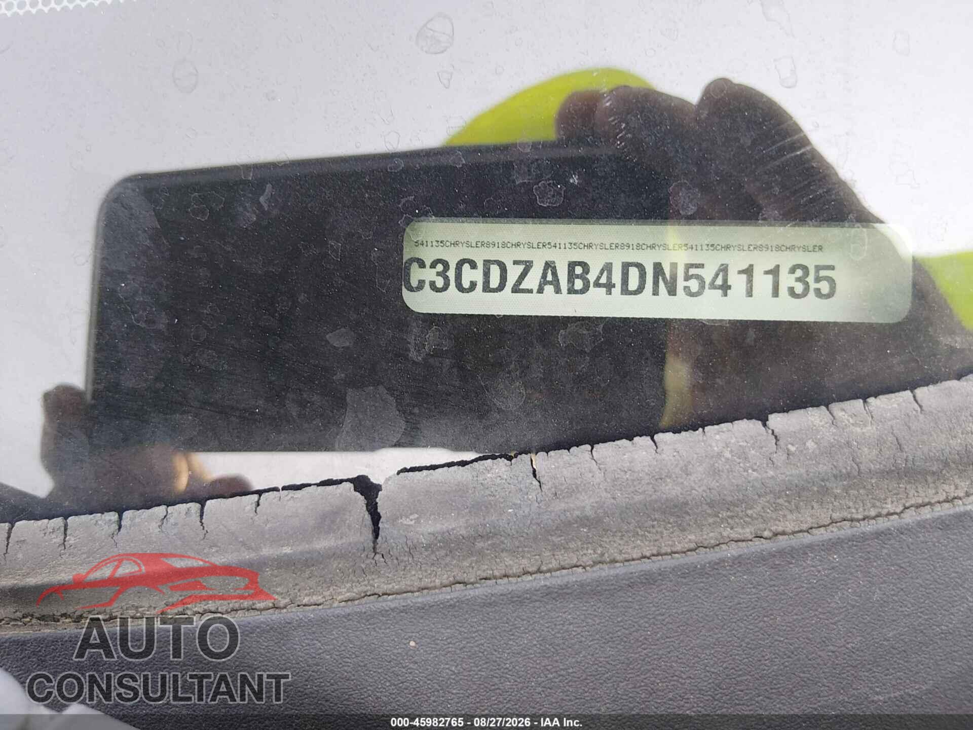 DODGE AVENGER 2013 - 1C3CDZAB4DN541135