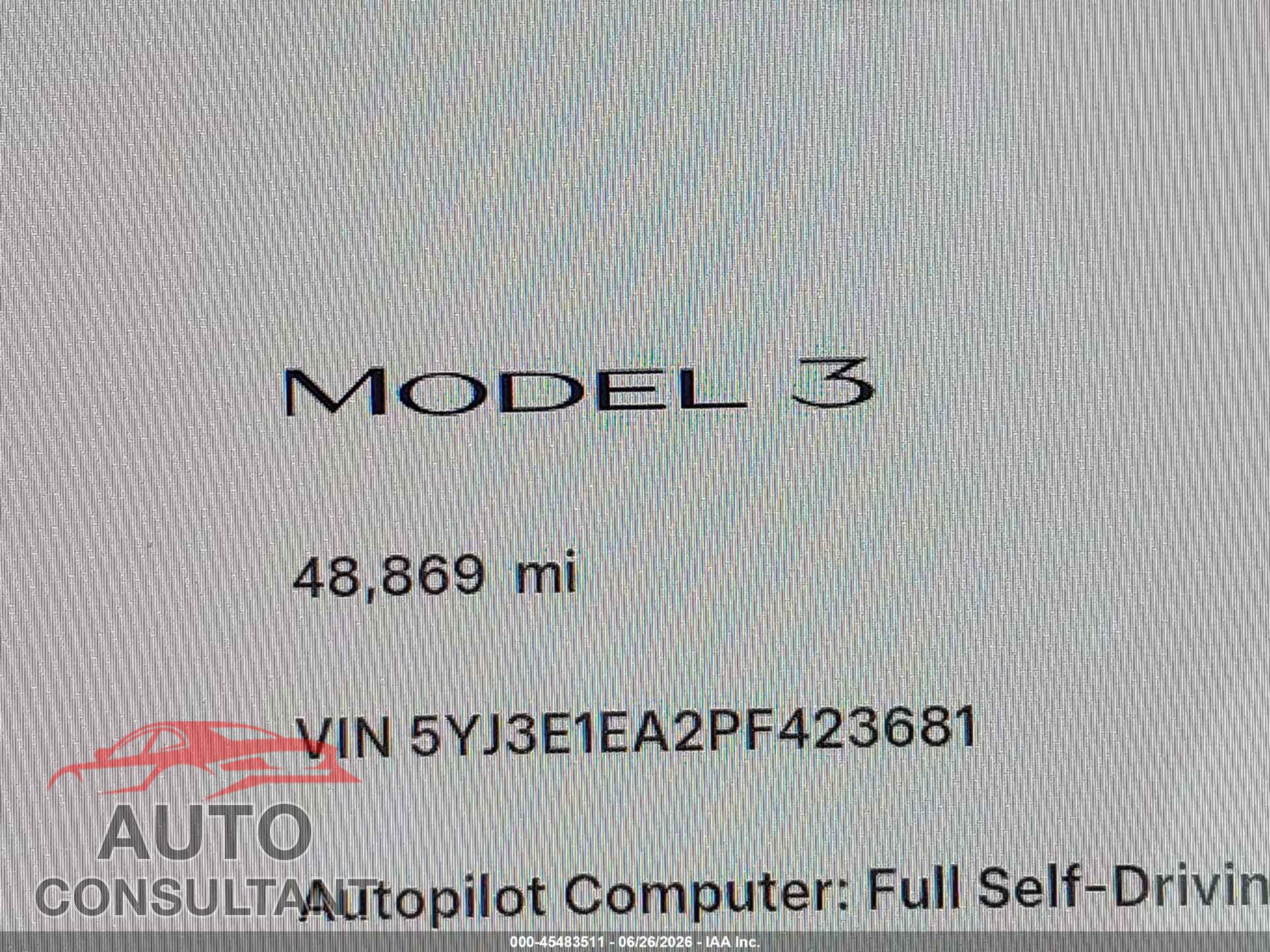 TESLA MODEL 3 2023 - 5YJ3E1EA2PF423681